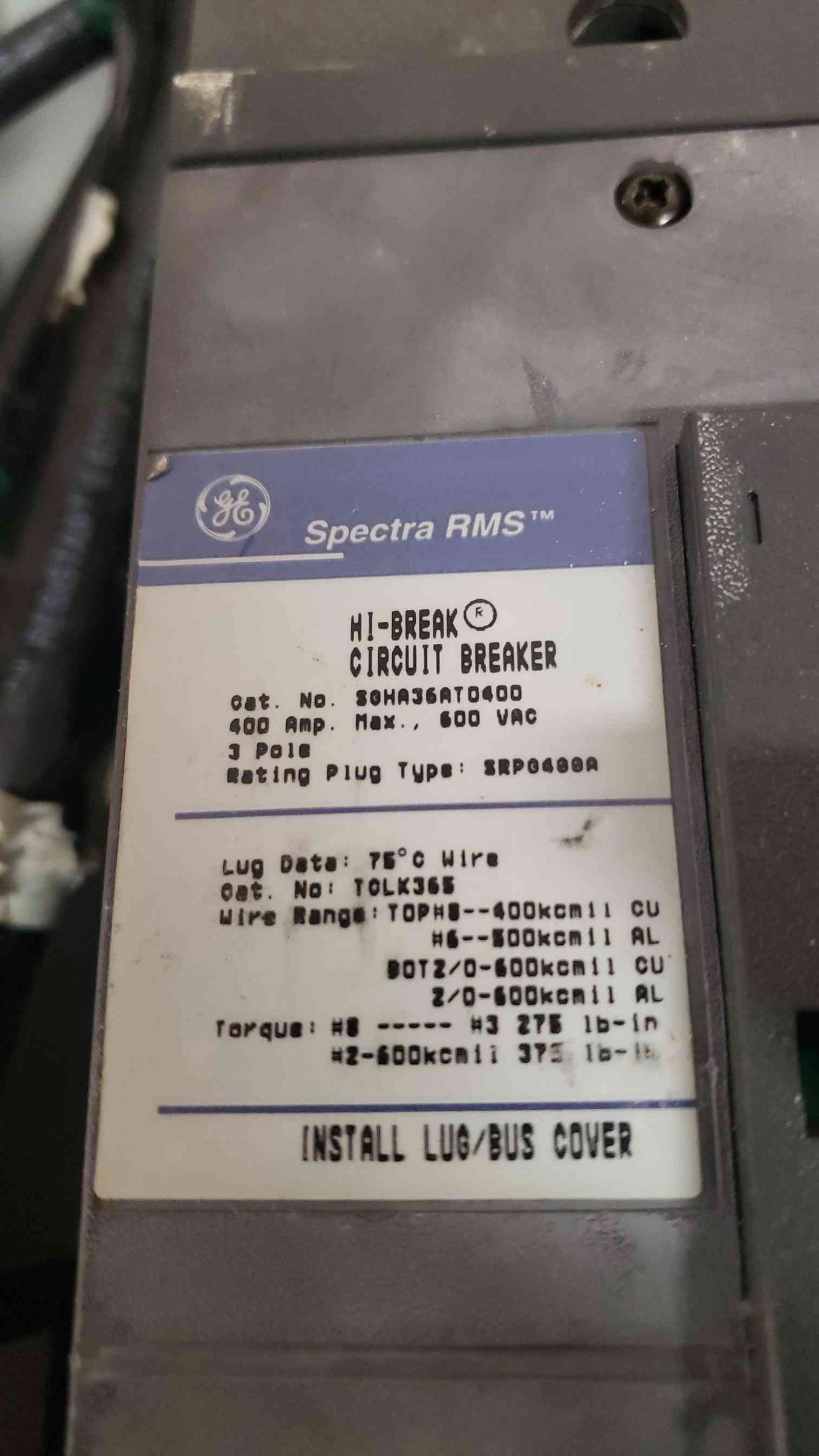 GE 400A Circuit Breaker Enclosure SGHA36AT0400 (SKU: 106901)