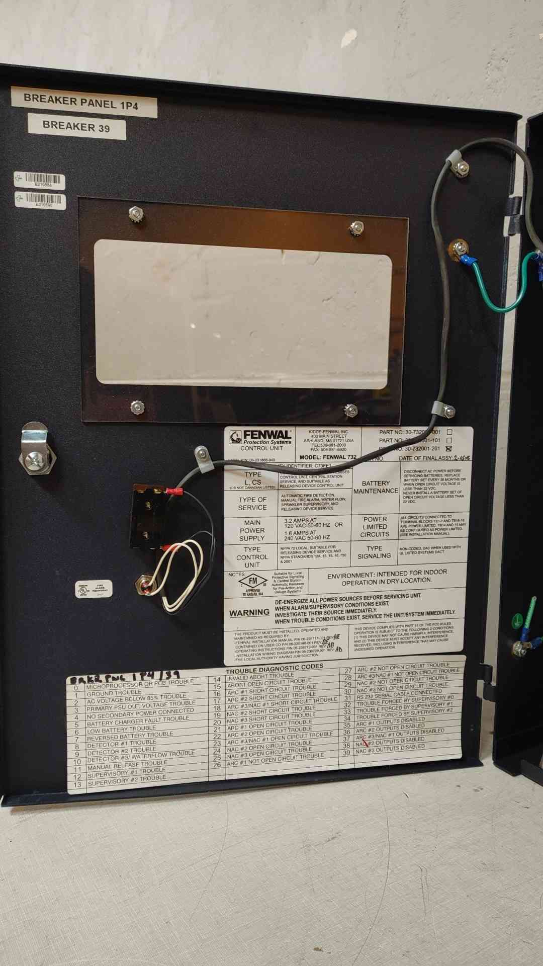 Fenwal 732 Fire Protection Control Panel 3.2A 240VAC 30-732001-201