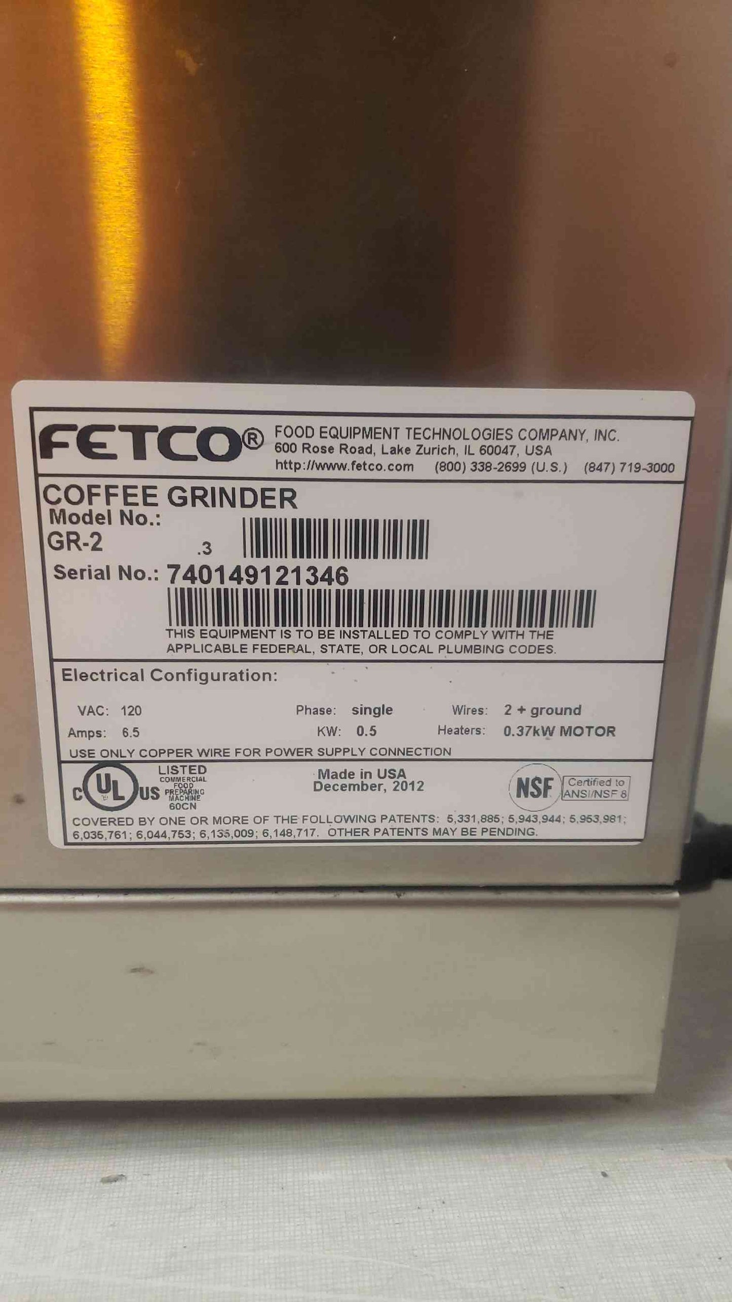 Fetco 1PH 120VAC Dual Bay Coffee Grinder GR-2 (SKU: 107328)