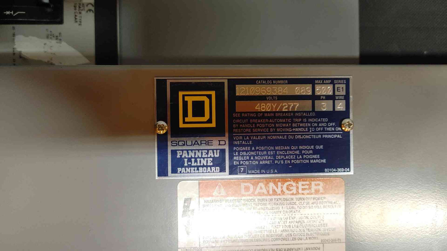Square D I-Line Panelboard 500A 480Y/277V 3PH 4W 15 Breakers