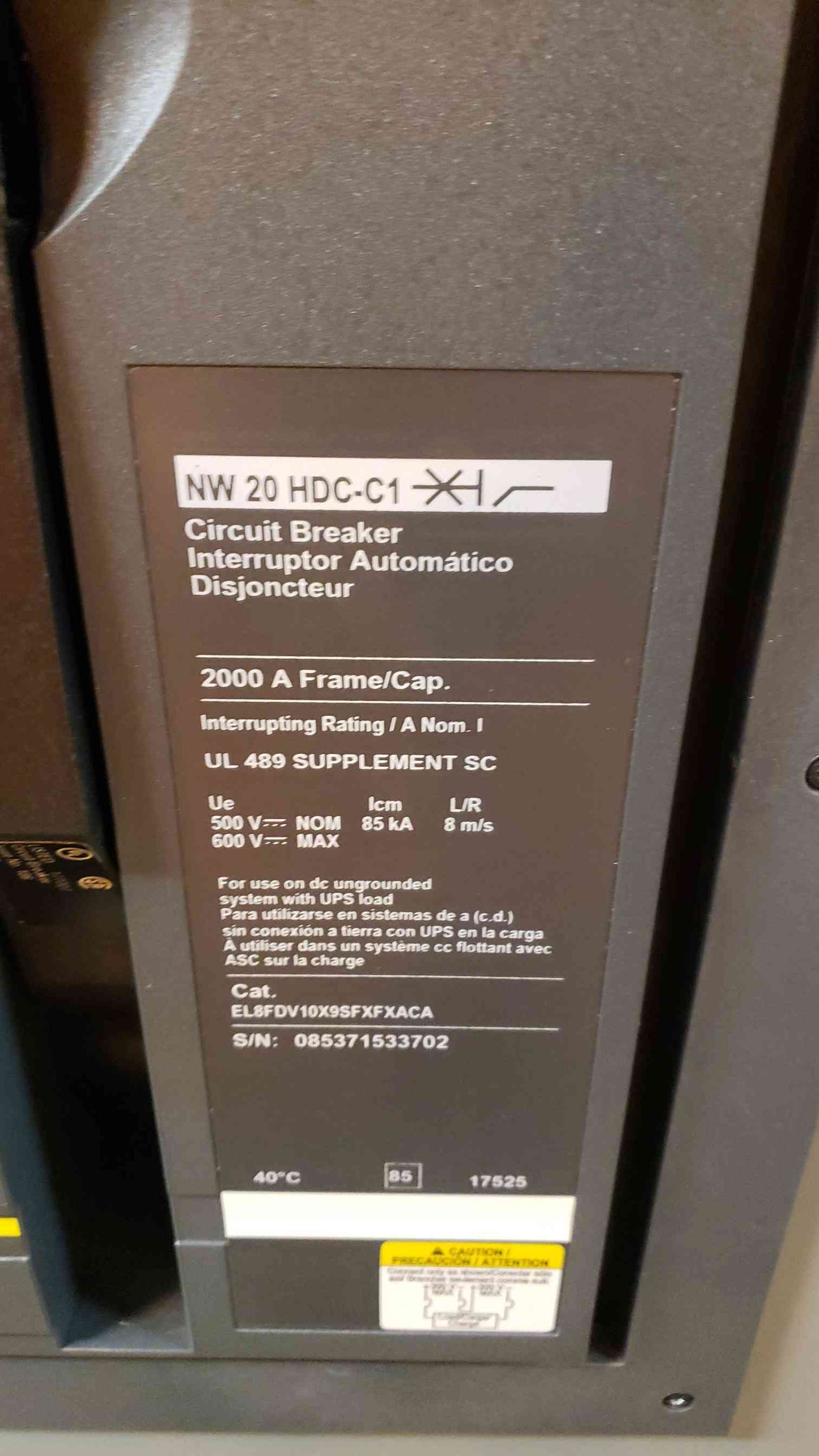 Square D 2000A Disconnect Switchboard NW 20 HDC-C1 GFM (SKU: 107607)