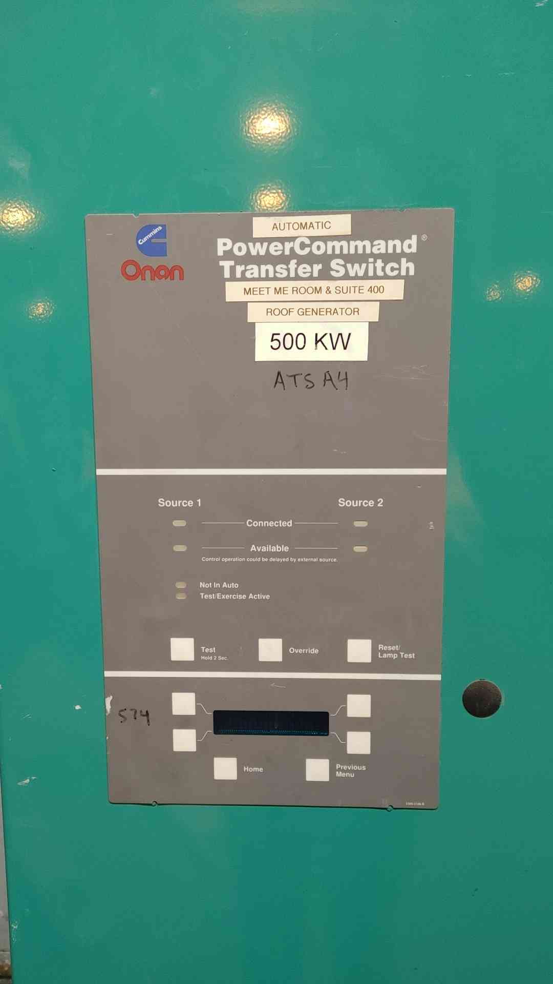 Onan 1000A PowerCommand ATS Transfer Switch 480V 3 Pole 0TPCD-4489506