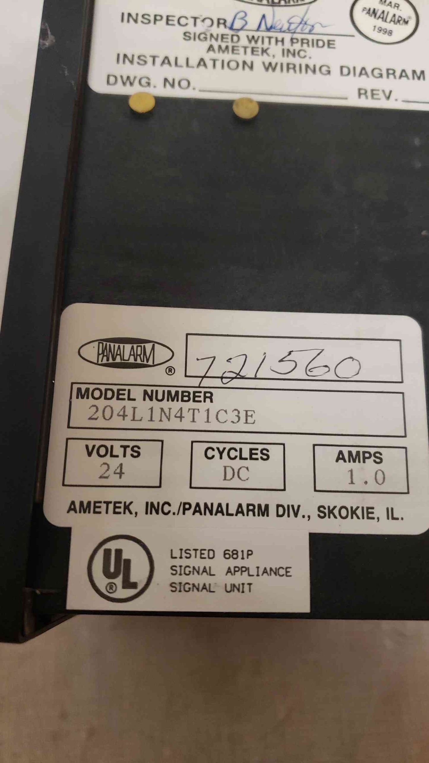 *Pickup Only* Alert Panel Ametek Signal Box 204L1N4T1C3E (SKU: 107863)