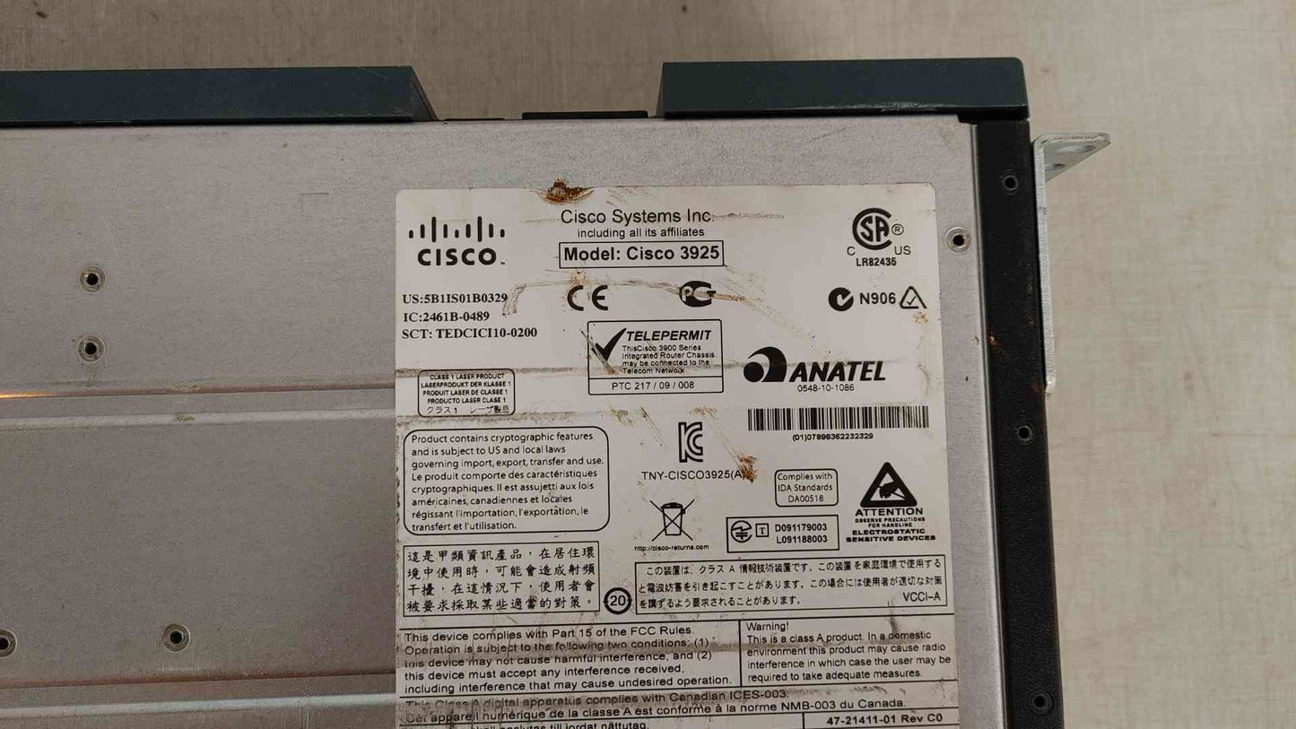 *Pickup Only* Cisco 3925 Integrated Service Router