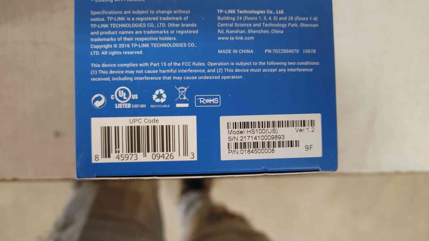 *Pickup Only* TP-Link Smart Wifi Plug 120V 15A HS100