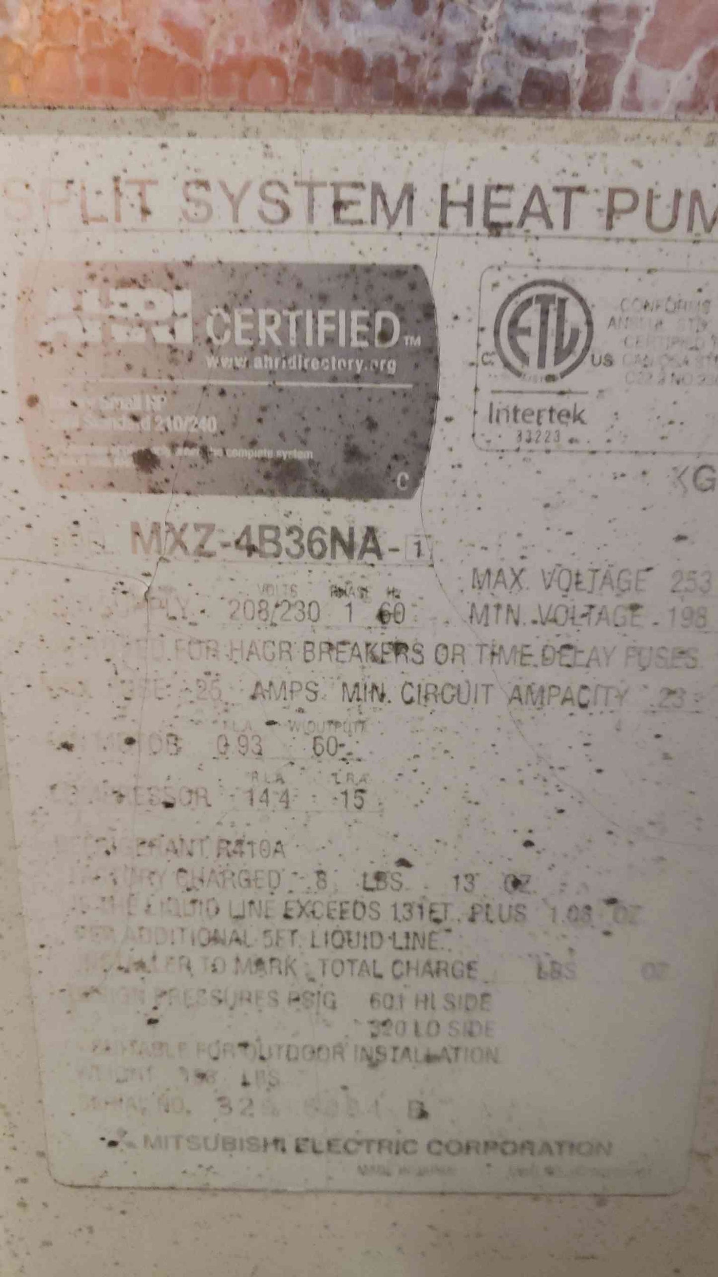 Mitsubishi Electric 208/230 1PH Split System Heat Pump MXZ-4B36NA (SKU: 108375)
