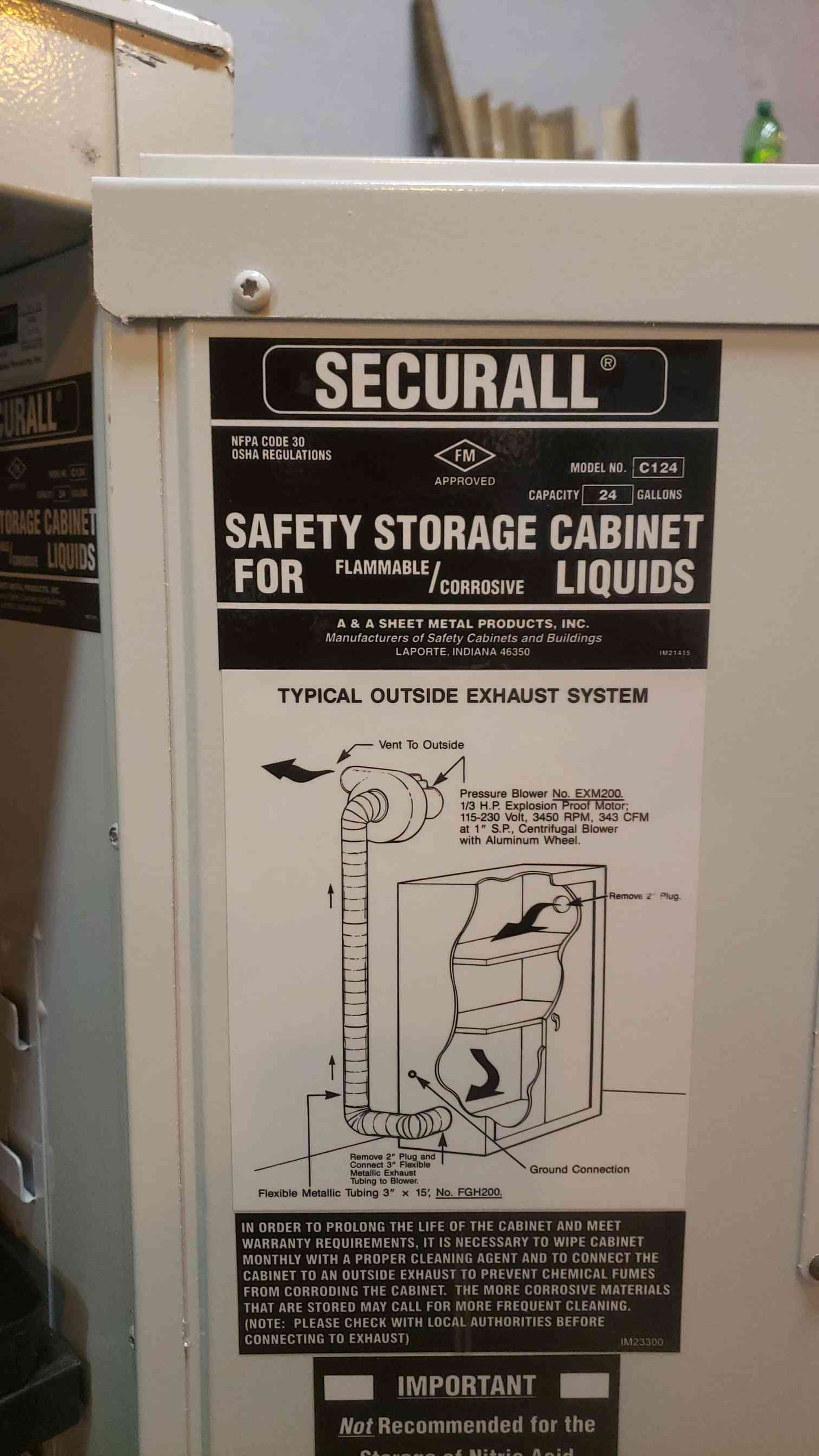 Securall Chemical Corrosives Cabinet 3' 24 Gallon Metal Casework (108514)