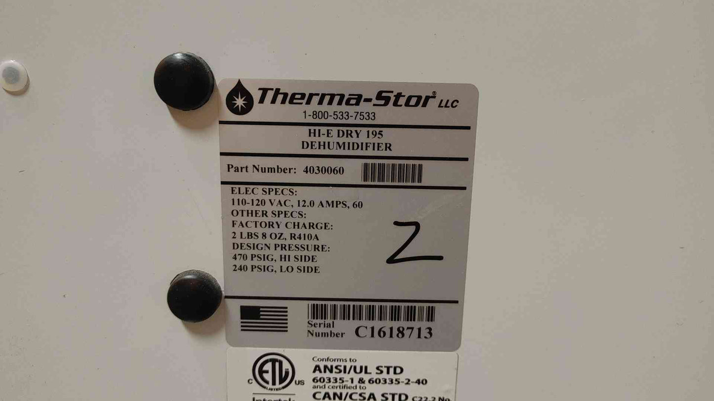 Therma-Star Hi-E Dry 195 Dehumidifier 110-120VAC 12A R410A 4030060 (108616)