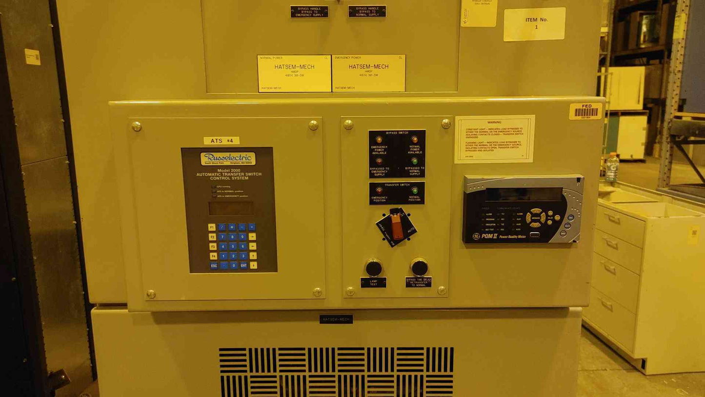 1200A ATS 480V Russelectric ATS RTBDLB-12003CEF Transfer Switch