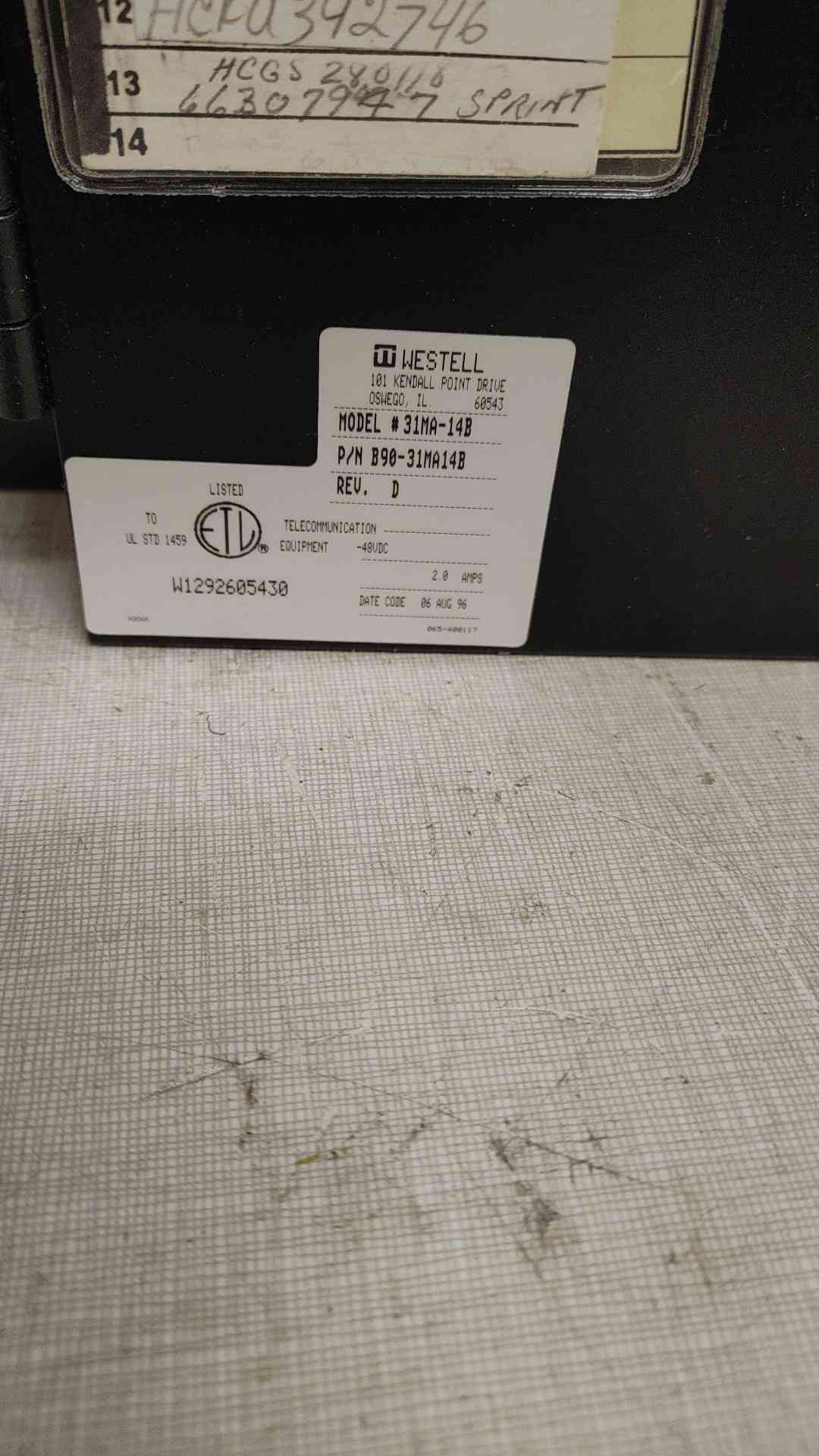 Westell Lockback Shelf 31MA-14B To Type 400 MTG 14 Circuits (108812)