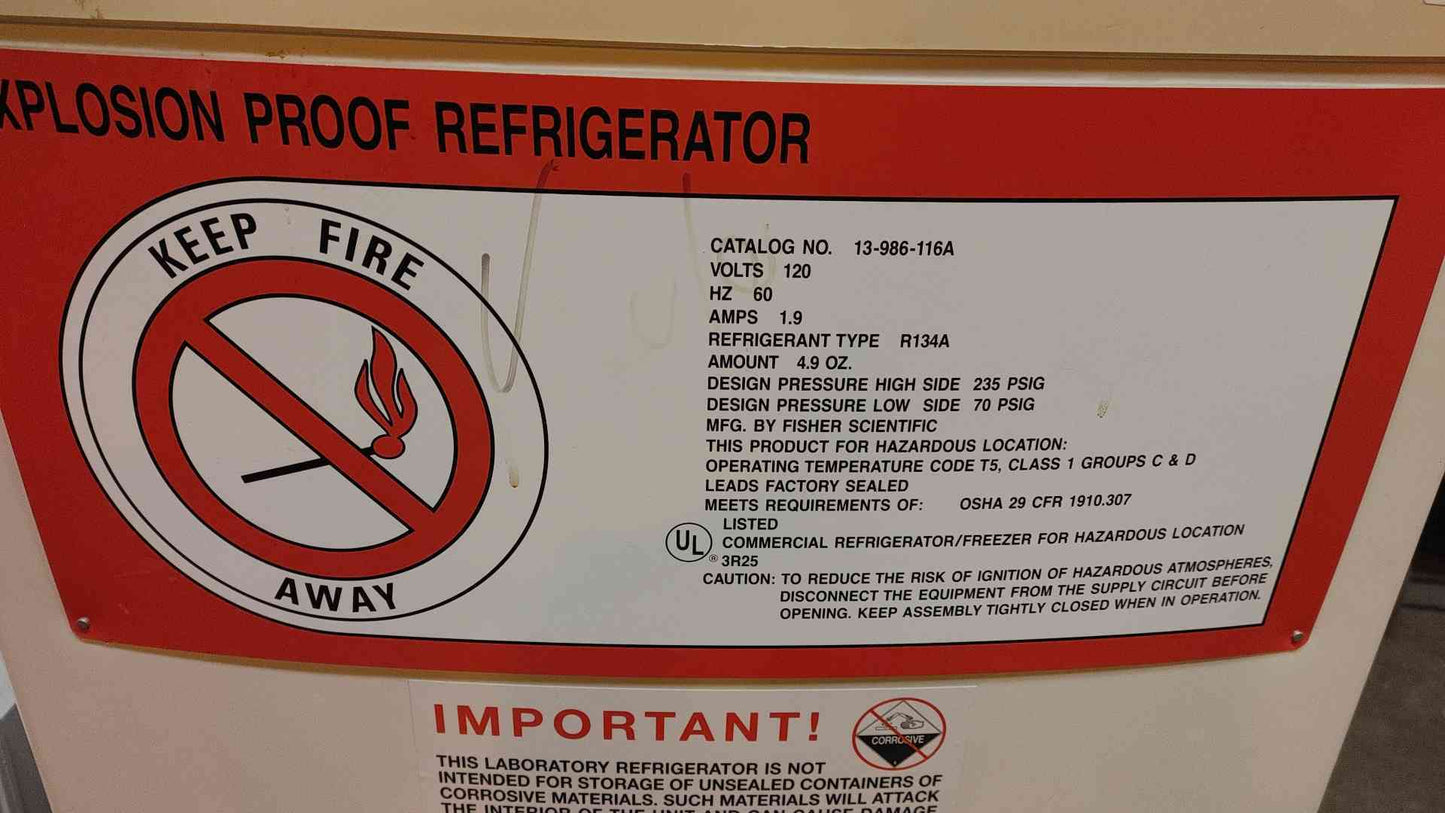 AS-IS Fisher Scientific Isotemp Refrigerator/freezer 120V 1.9A R134A (108963)