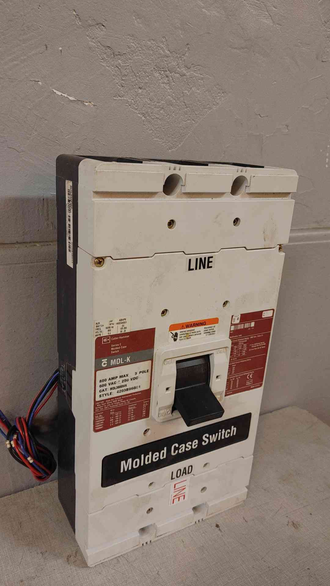 MDL-K Cutler Hammer Series C Molded Case Switch 800 Amp 600 VAC 3 Pole MDL3800WK (108966)
