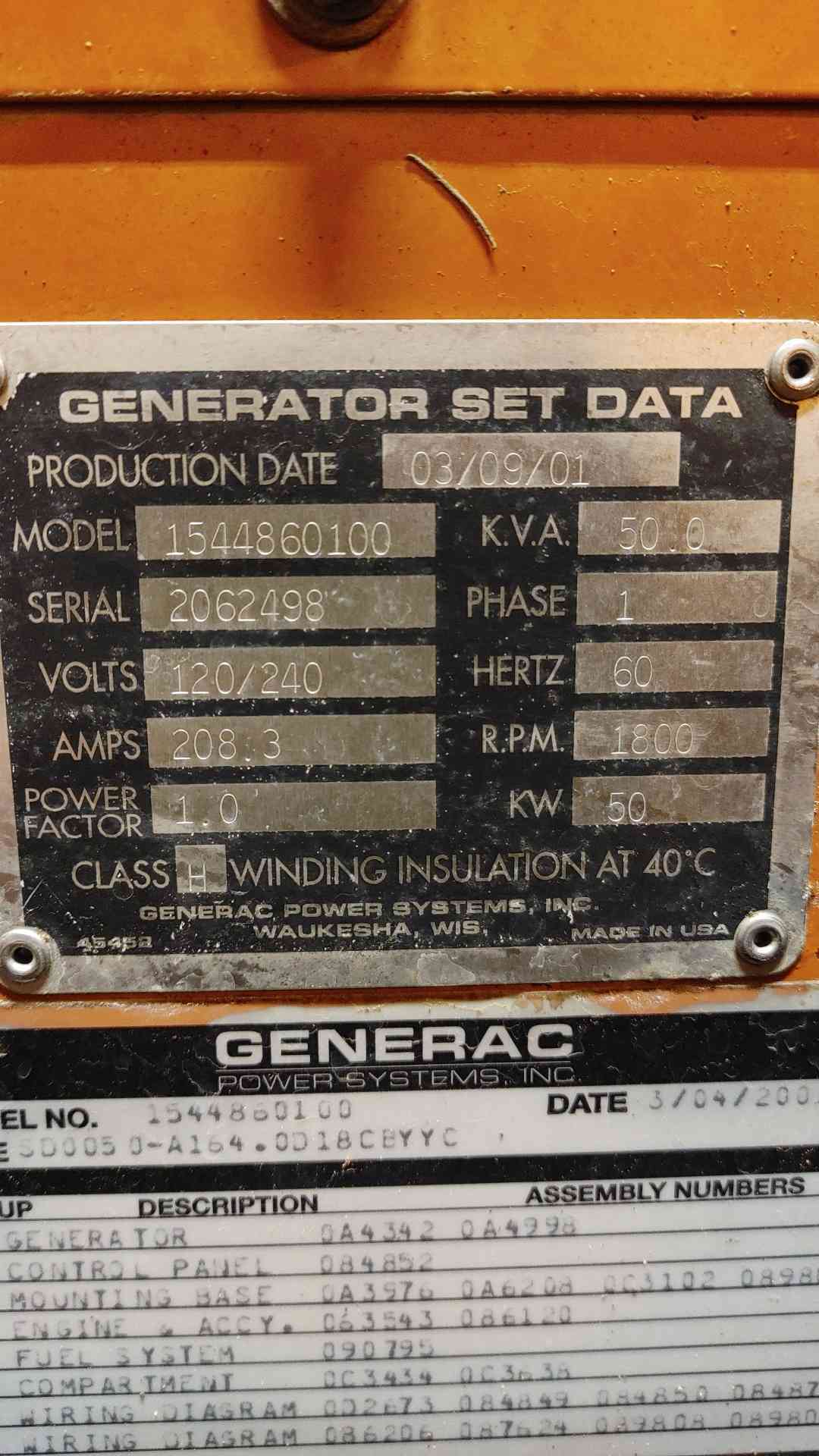 60KW Generac Generator 1Ph Hino Diesel 515Hrs TESTED (109031)