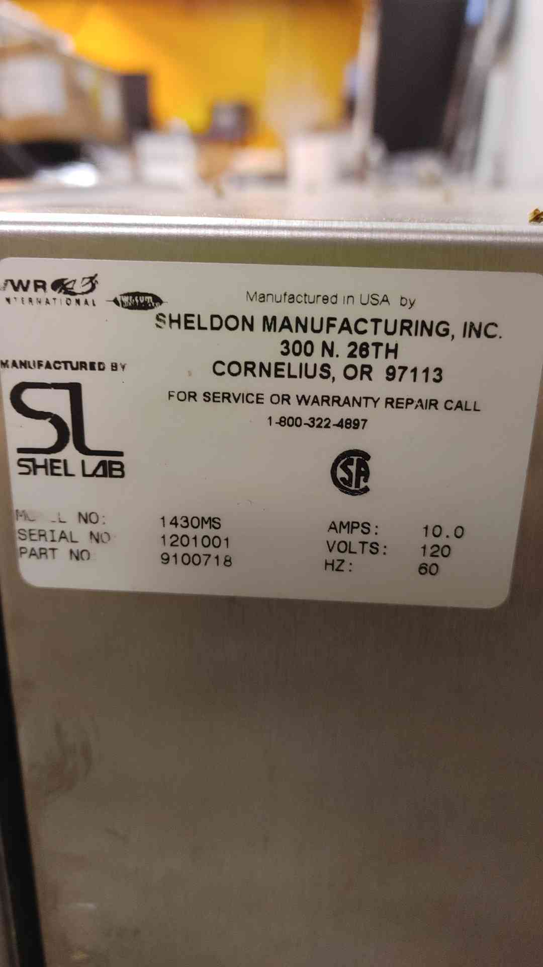 Shel Lab Vacuum Oven 1430MS 10 Amp 120 V (109149)