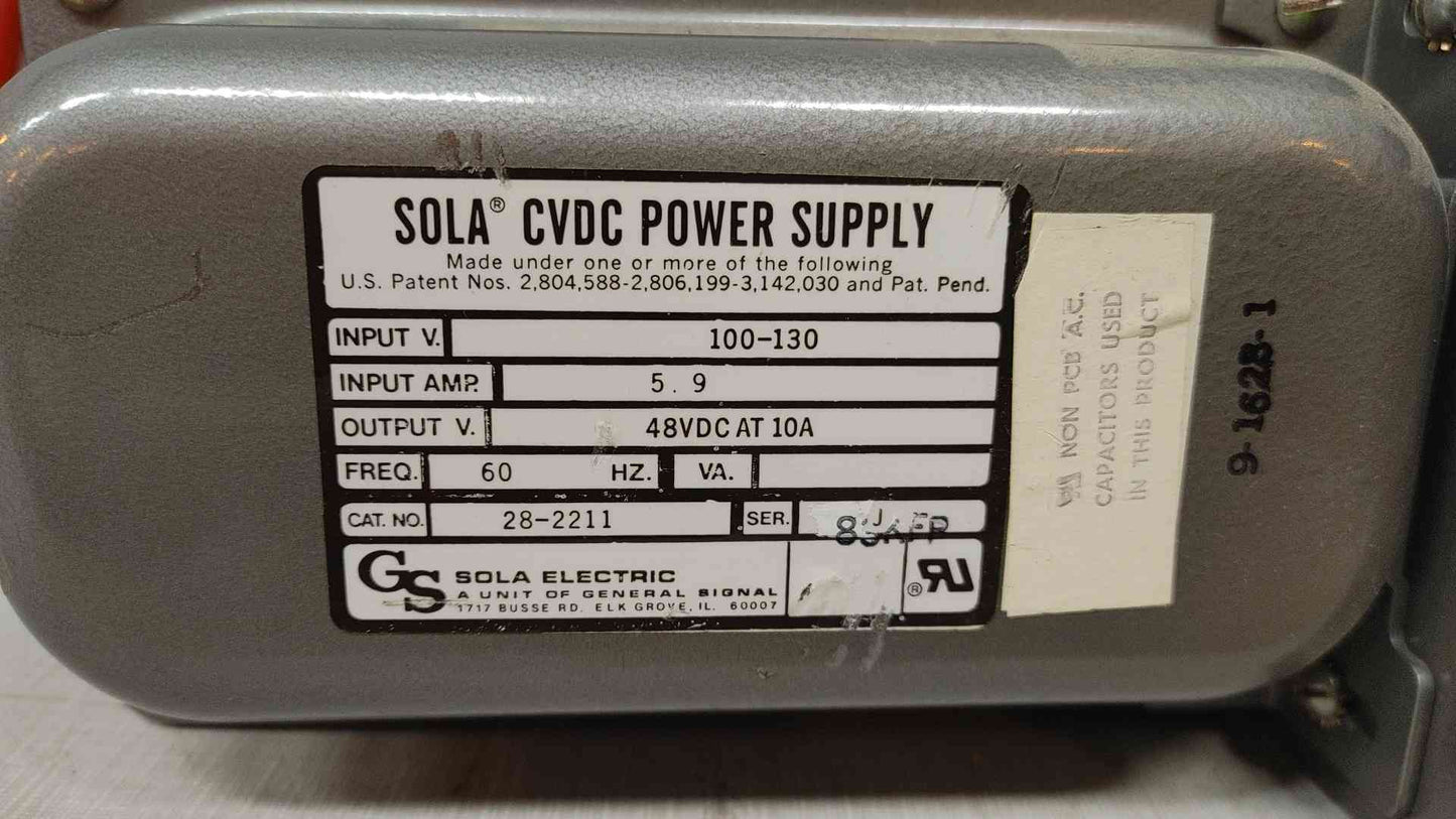 Sola CVDC Power Supply 48VDC 10A - Model 28-2211 - Industrial Grade