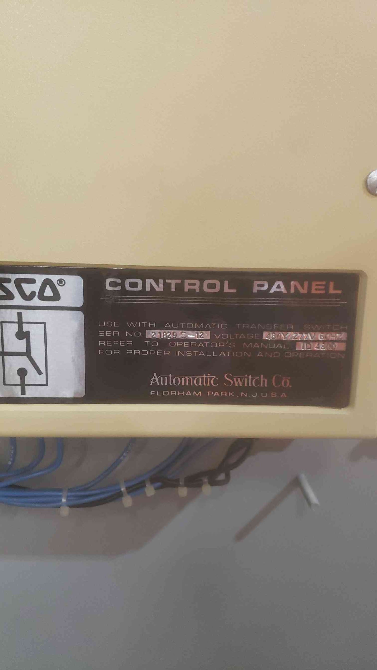 ASCO 100A 480Y/277V 60Hz Automatic Transfer Switch(SKU: 110613)