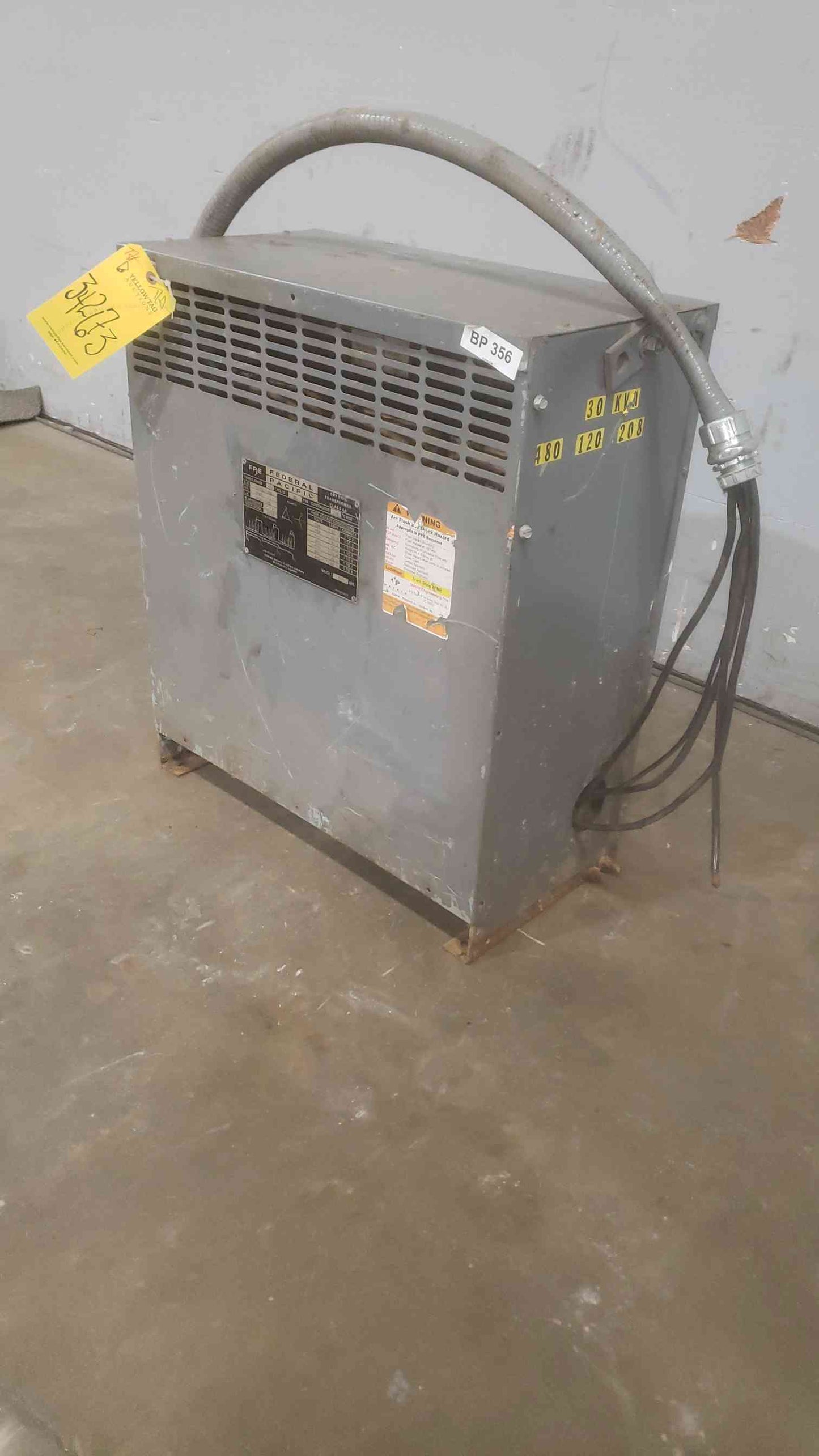 Federal Pacific 30KVA 480 208Y/120 3PH Dry Type Transformer (SKU: 110835)