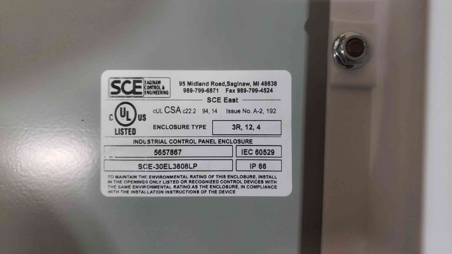 SCE Industrial Control Panel Enclosure SCE-30EL3608LP (SKU: 112620)