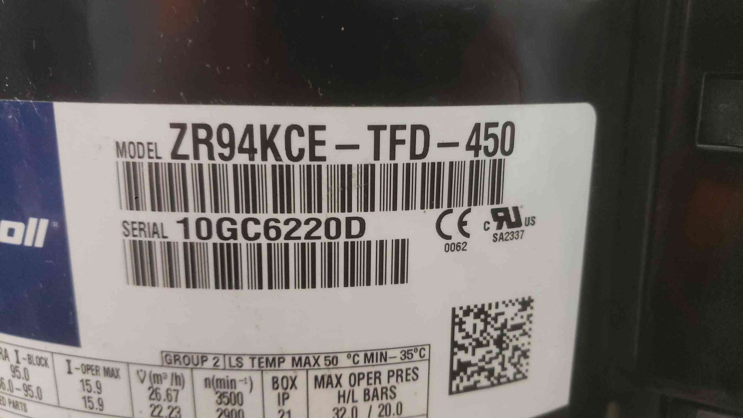 Copeland Scroll Compressor ZR94KCE-TFD-450 | 8 Ton | 460V 3-Phase (SKU: 112828)