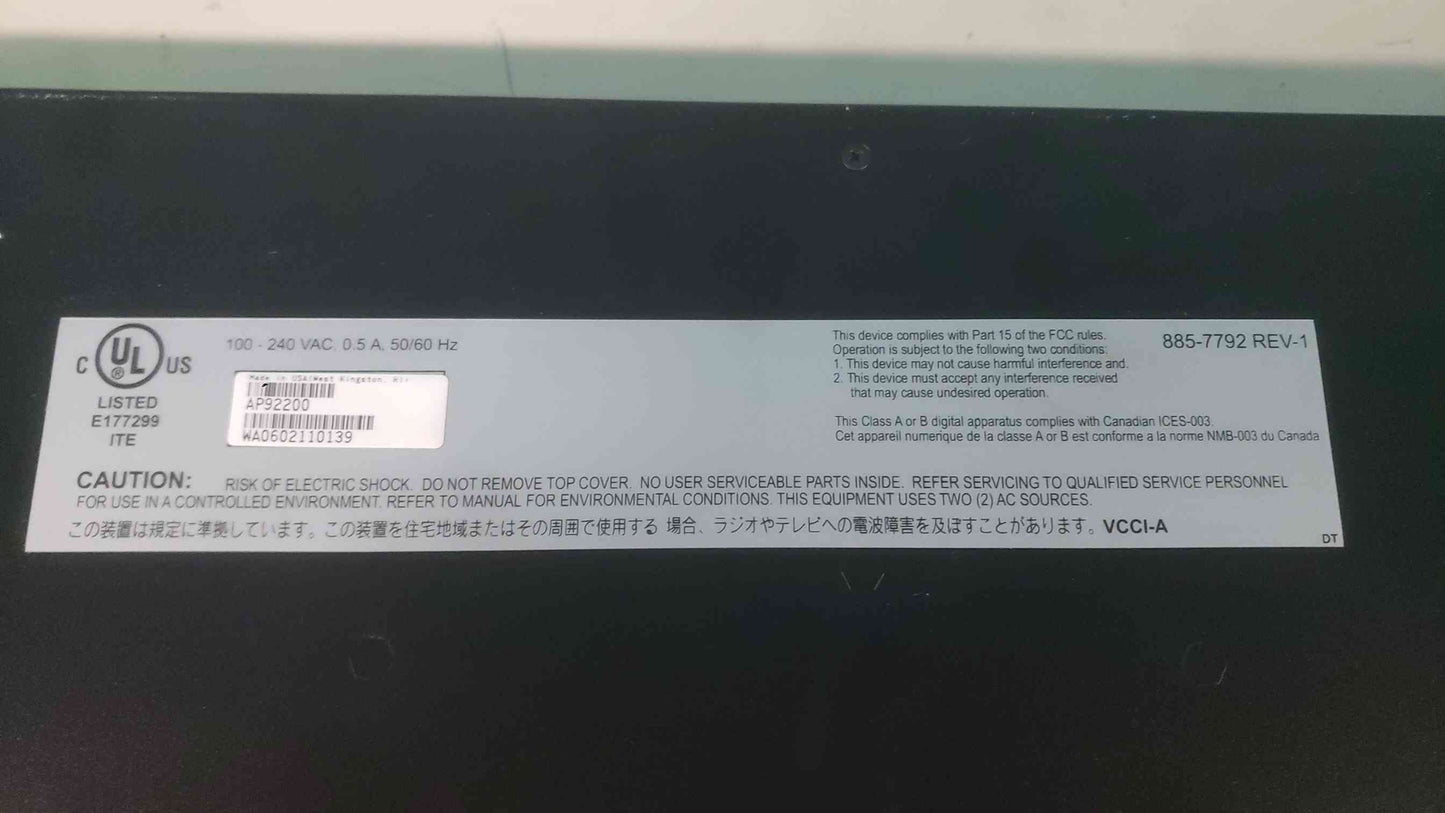 APC AP92200 InfraStruXure Manager Server Centralized UPS PDU Management Appliance 1U Rackmount