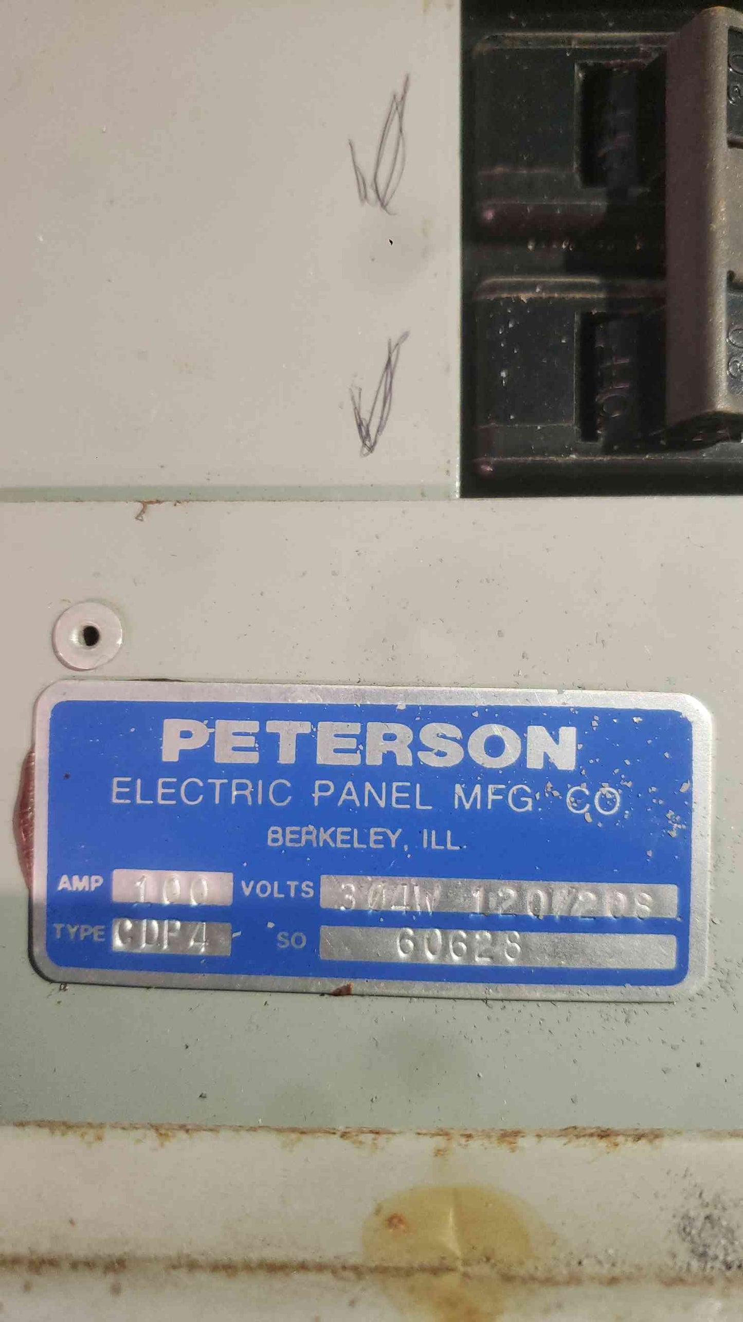 Peterson 100A 120/208V 3 Phase Panelboard Vintage I-T-E Gould 20A 30A Breakers