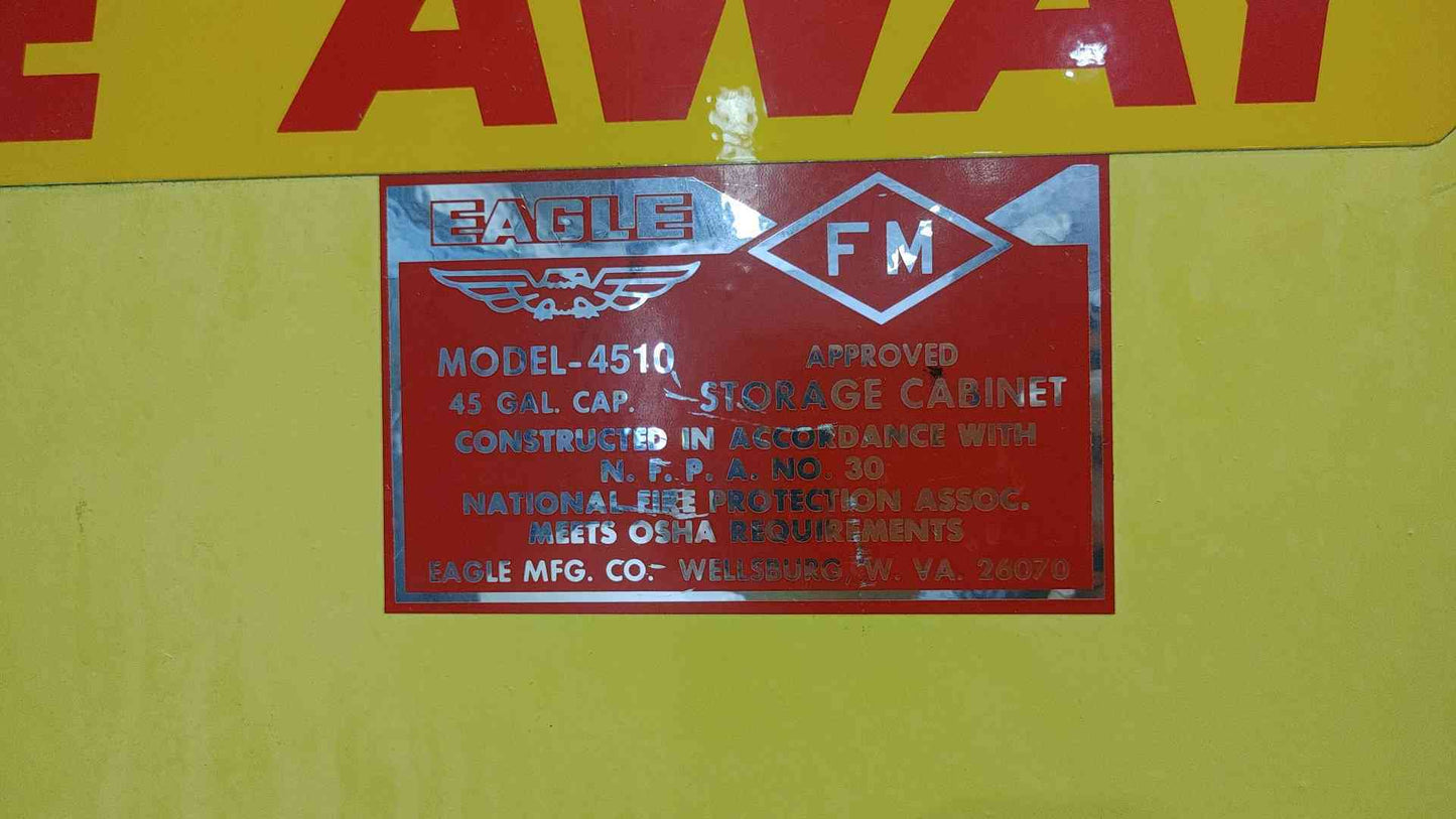Eagle 4510 Flammable Safety Cabinet 45 Gal Storage OSHA NFPA 30 FM Approved Yellow