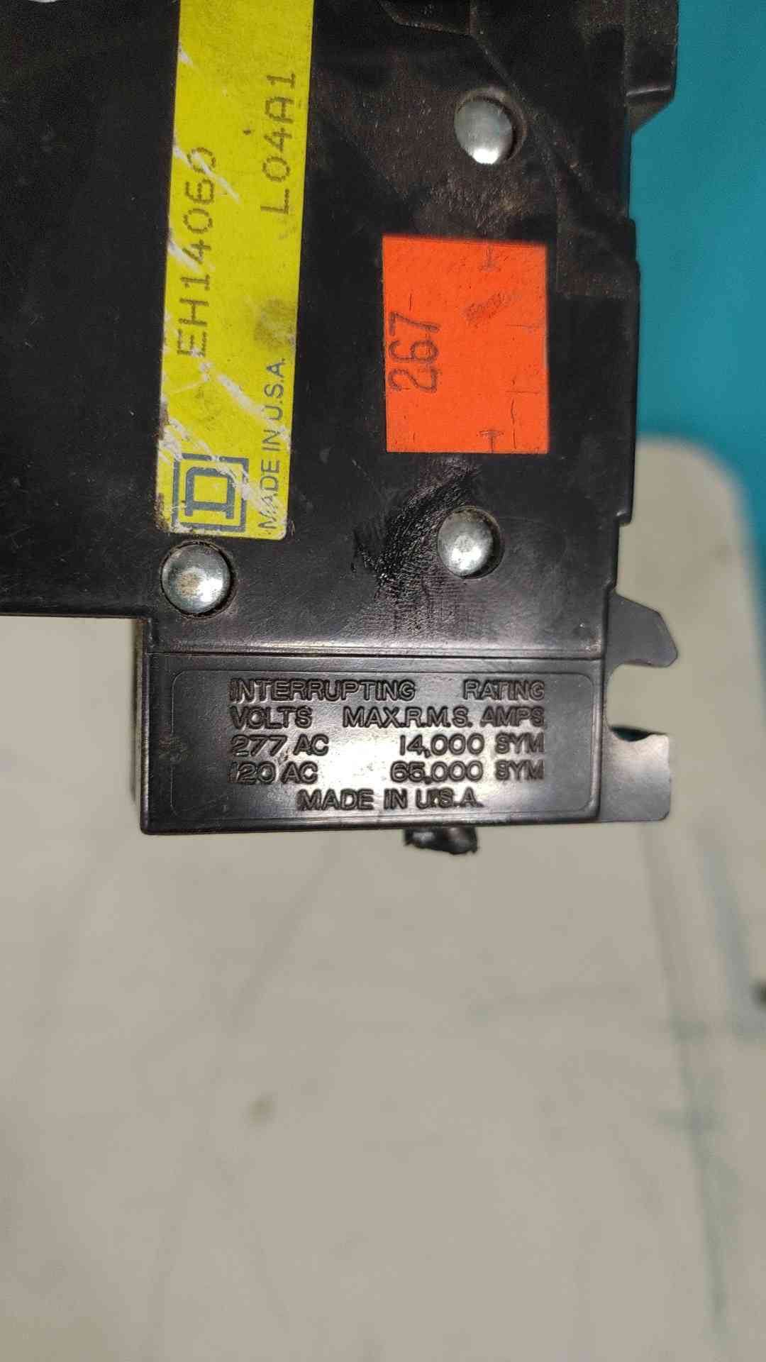 Square D EH14060 1 Pole 60 Amp 277V Plug-In Circuit Breaker EH-4