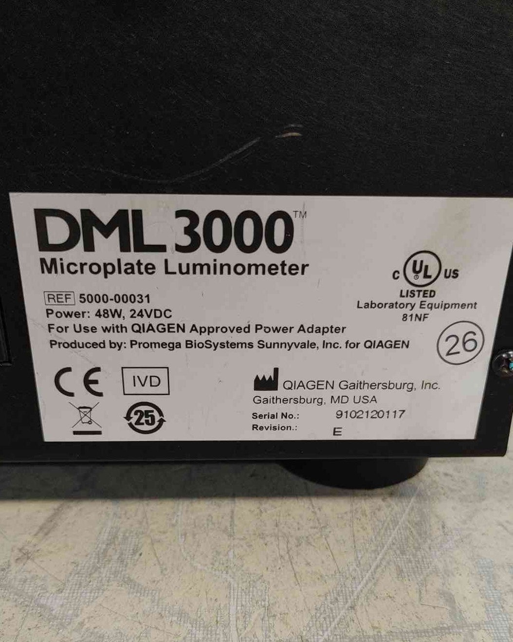 Qiagen Digene DML 3000 Microplate Luminometer 5000-00031 Lab Assay Reader 24V