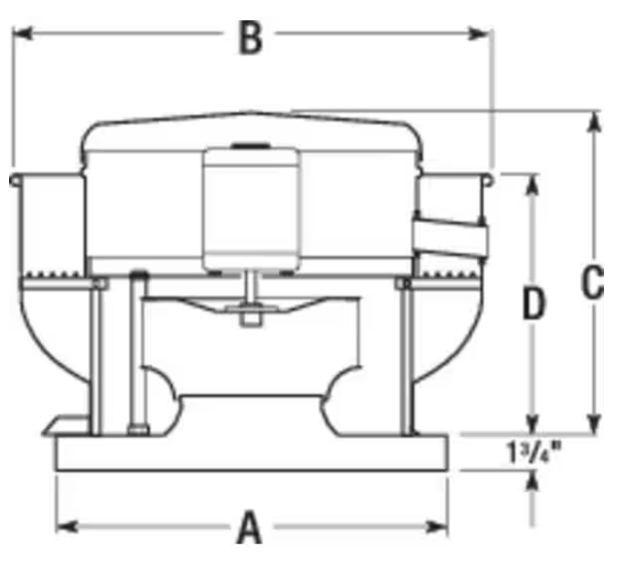 Blower Bundle for 4' to 5' Fume Hood Centrifugal Upblast Roof Exhaust Fan: Direct Drive, Includes Drive Pack, 11" Wheel, 1,468 cfm, ODP
