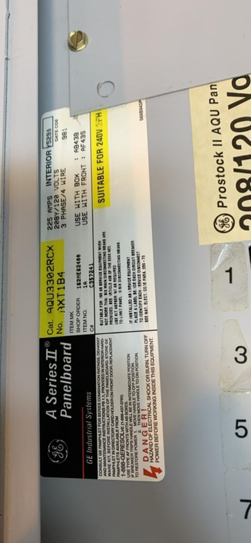 225A GE Panelboard 208v 3PH Loaded(S6LLST3832)