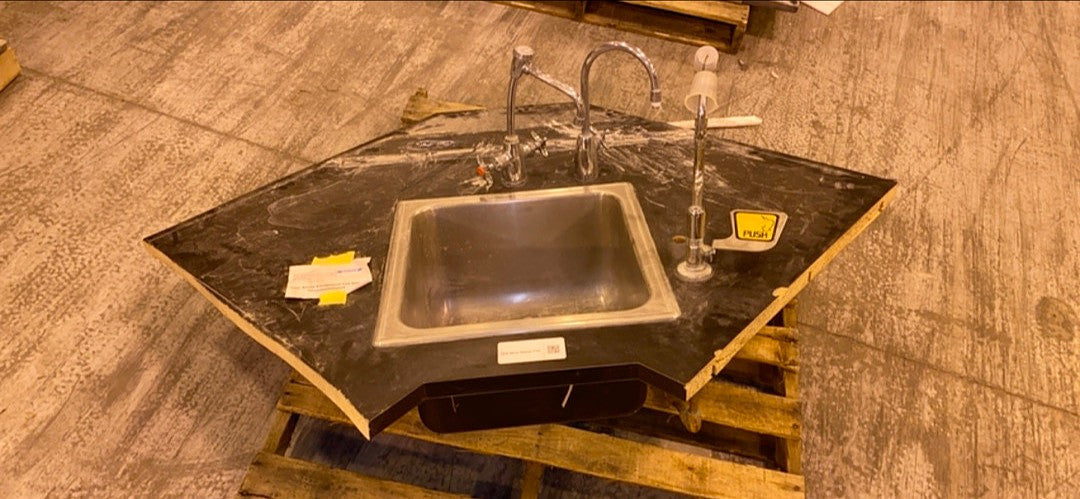 42x42x15 Epoxy Counter Top Corner Sink Unit w Faucets & Eyewash(S6LLST2781)