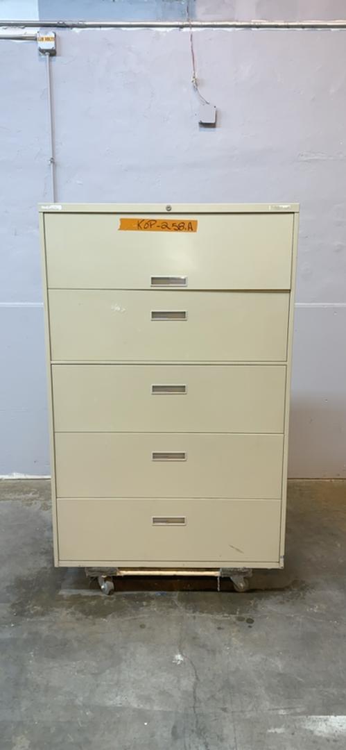 5 Drawer Lateral File Cabinet 42x18x65 White/Tan(S6LLST8659)