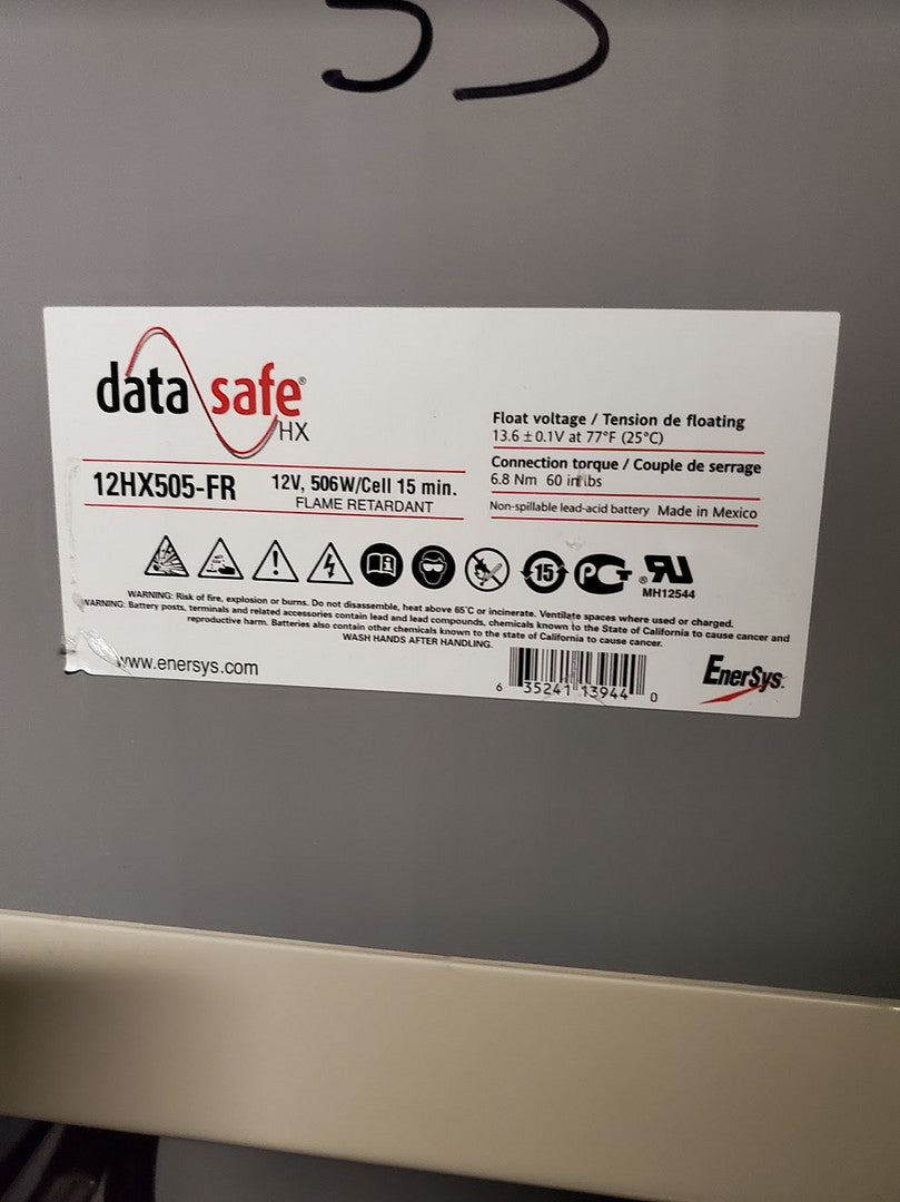 AS-IS Data Safe 12HX505-FR Lead Acid Batteries, 12V, 119Ah