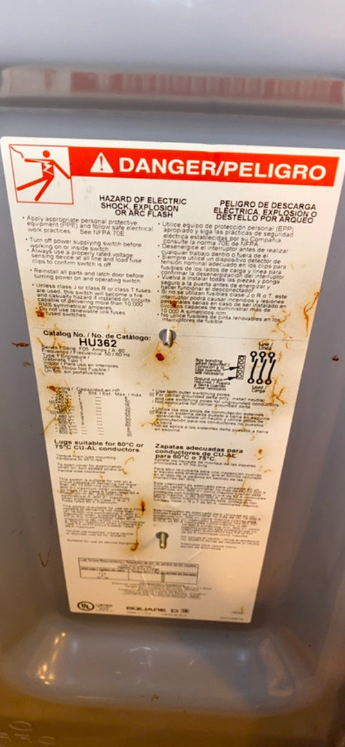 *Pickup Only* Square D HU362 Heavy Duty Safety Switch(S6LLST2978)