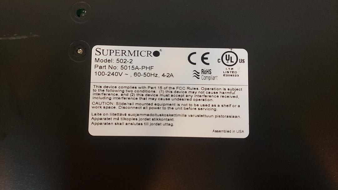 SuperMicro RACK SERVER 502-2 5015A-PHF
