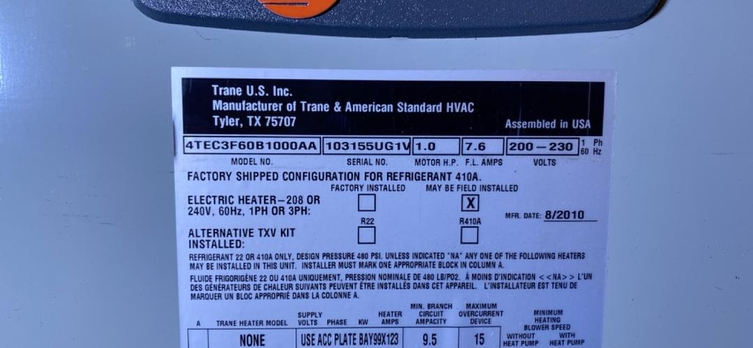 Trane Cooling/Heat Pump Convertible 4TEC3F Central Air Handler(S6LLST4499)
