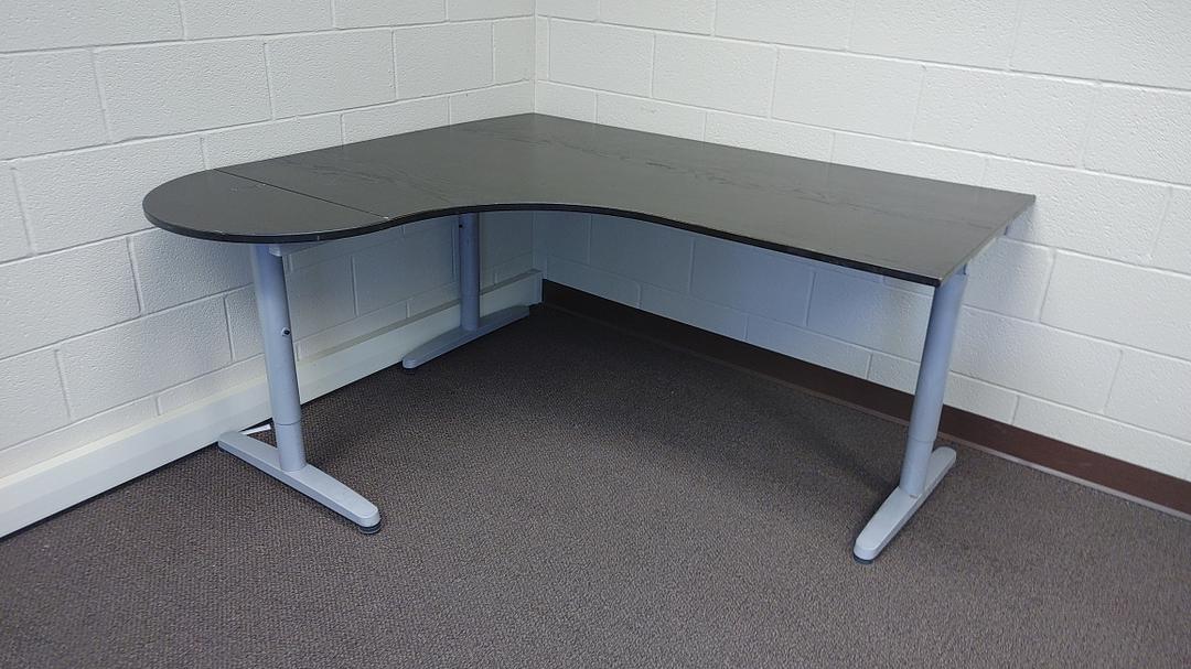 Black Wooden L Table w/ Metal Frame 63x59x28"(S6LLST11691)