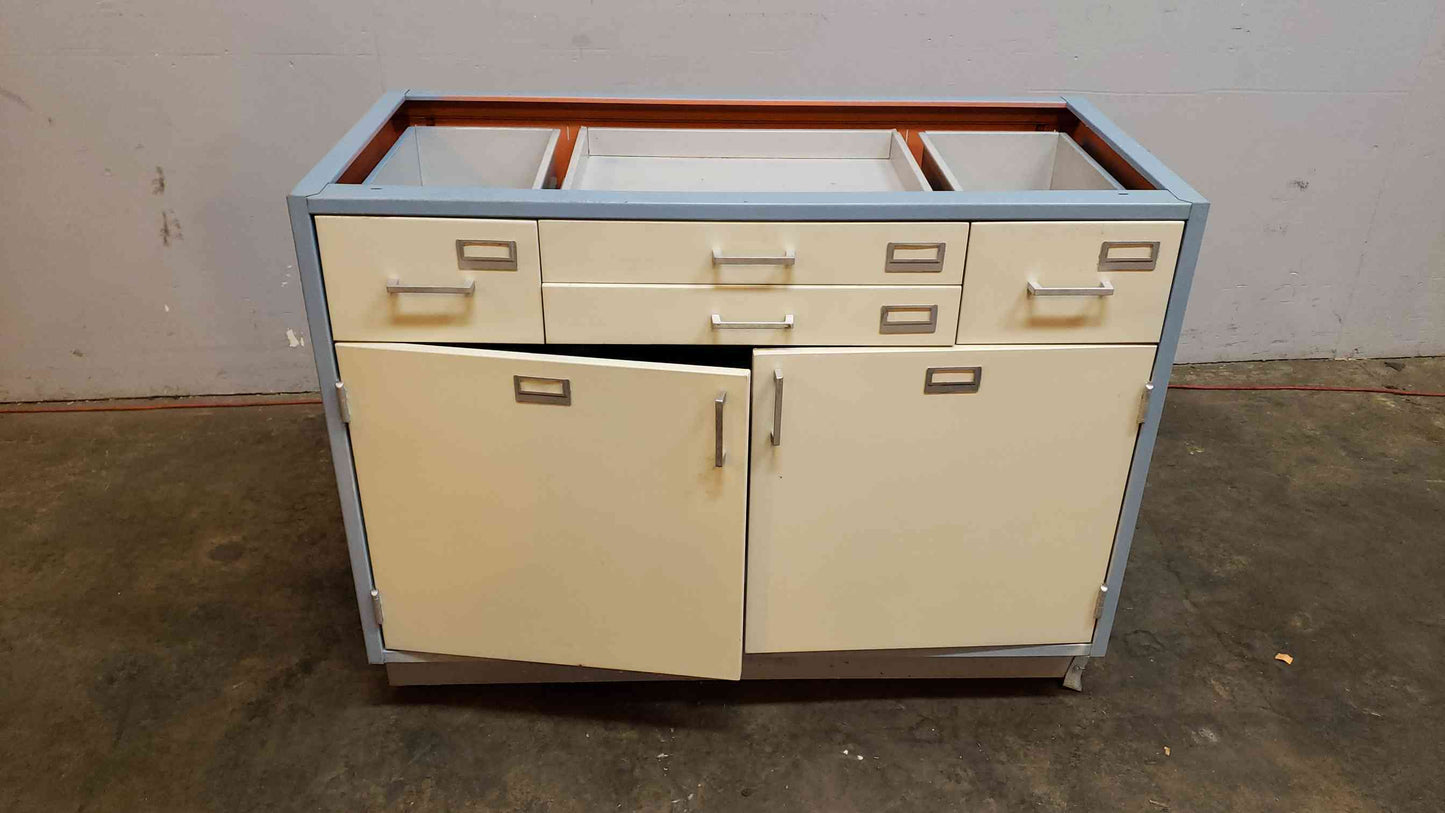 4' Blue and White Hamilton Casework W/ 4 Drawers 2 Doors (1364AA)(1364AA)