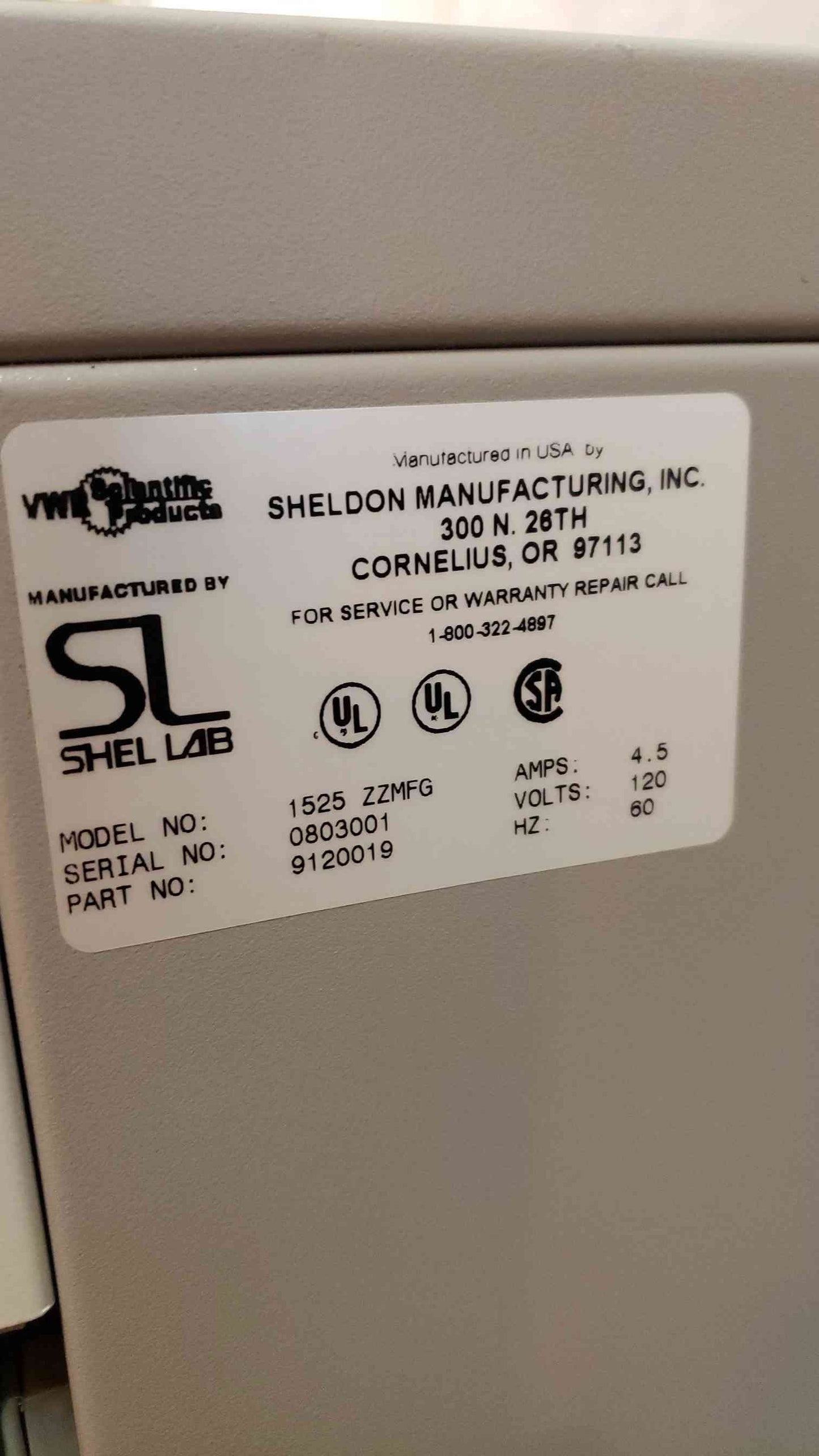 Sheldon Incubator 1525 ZZMFG (SKU: 1389AA)(1389AA)