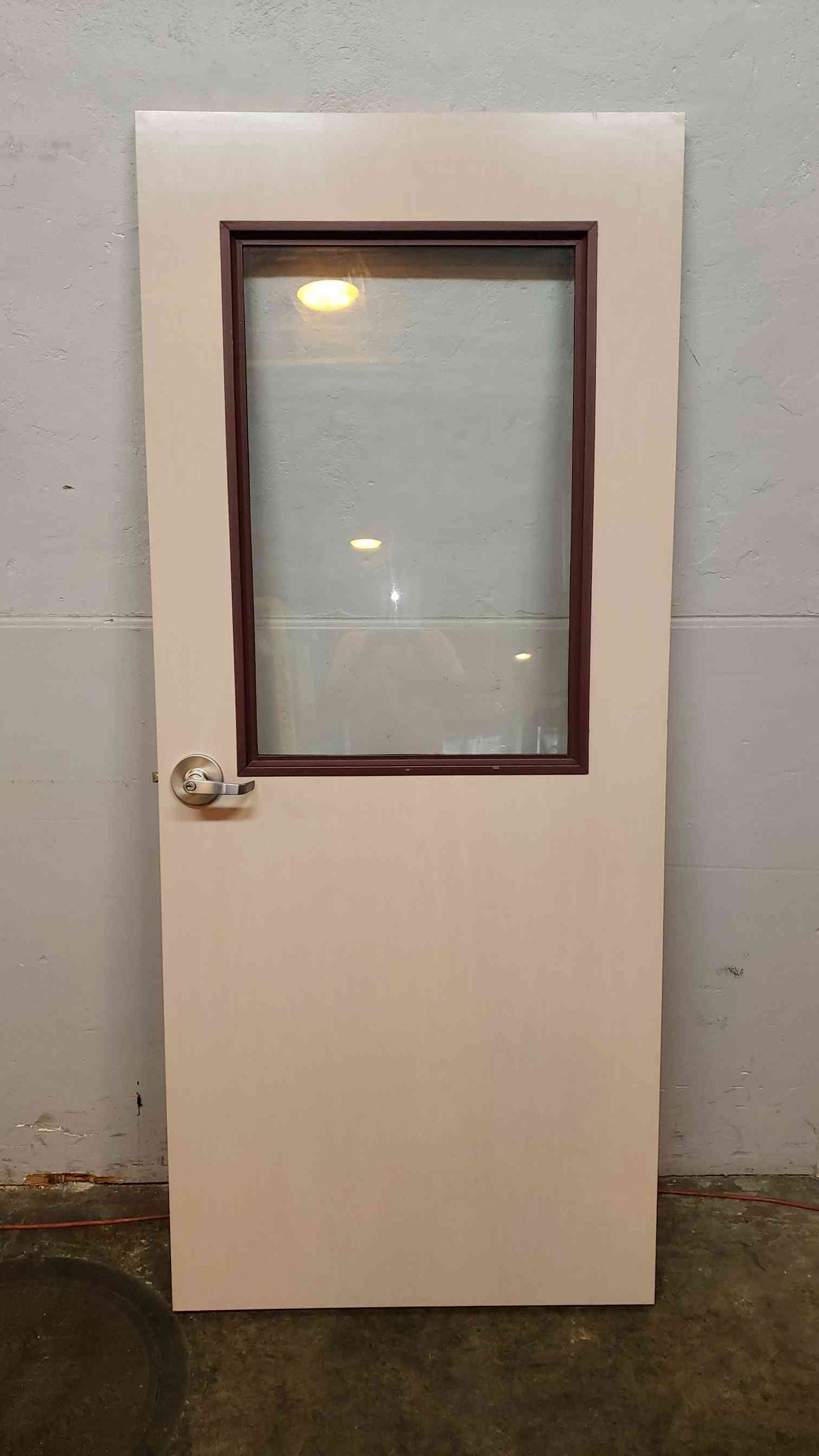 Brown and Tan Swinging Door with Window (SKU: 1382AA)(1382AA)