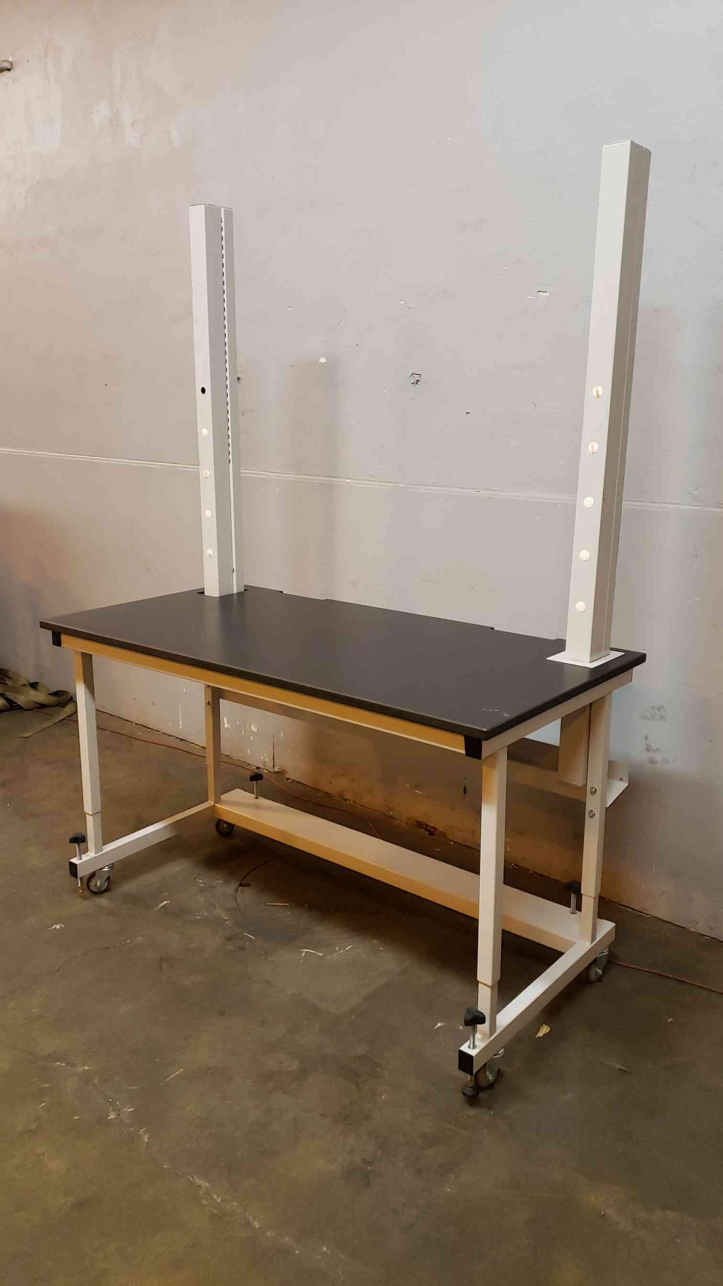 5' Rolling Lab Table Desk Epoxy Top with Reagent Posts(3459AA)