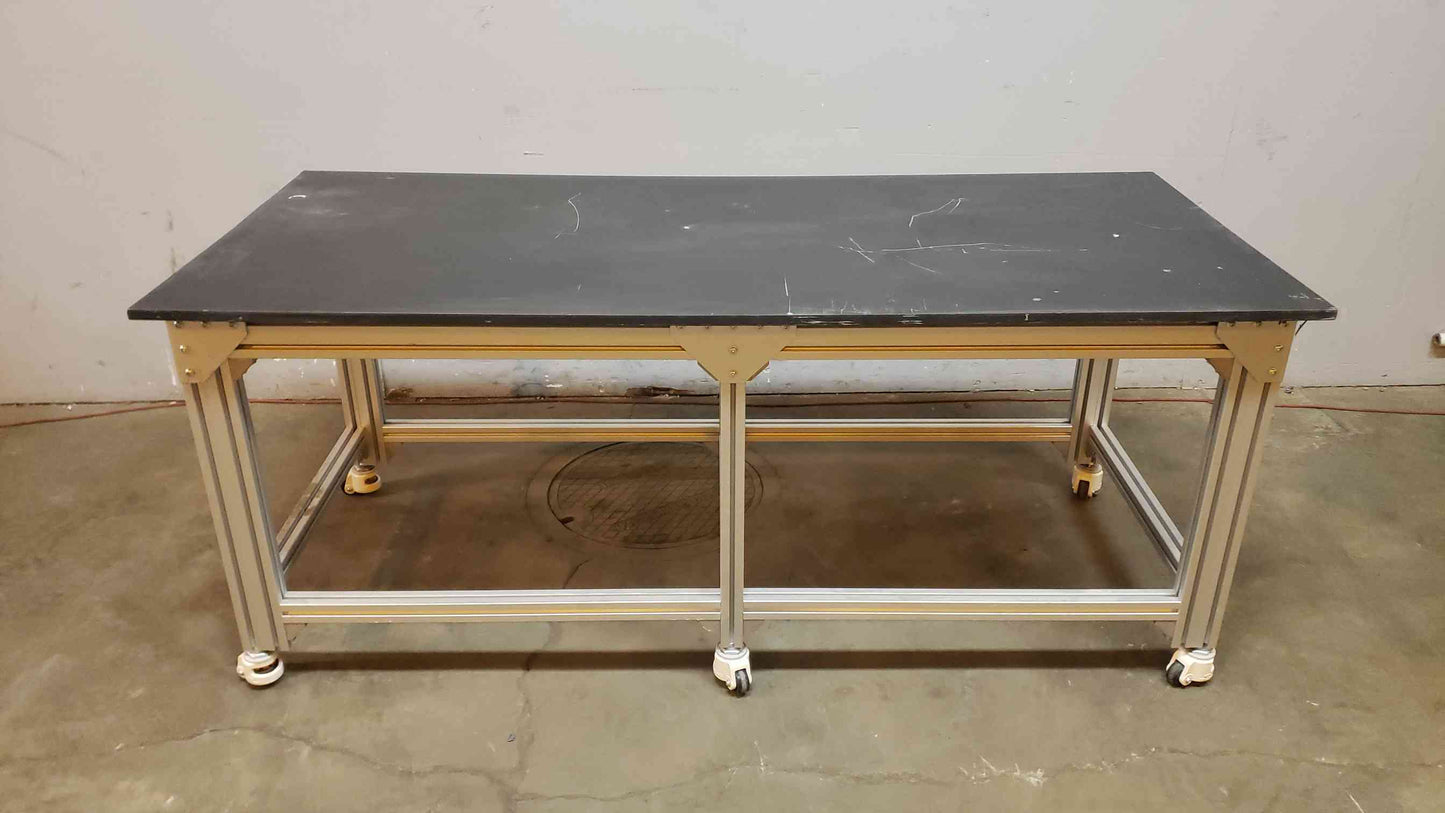 7' Aluminum Rolling Lab Desk W/ Epoxy Top Lab Chem Resistant (SKU: 3456AA)(3456AA)
