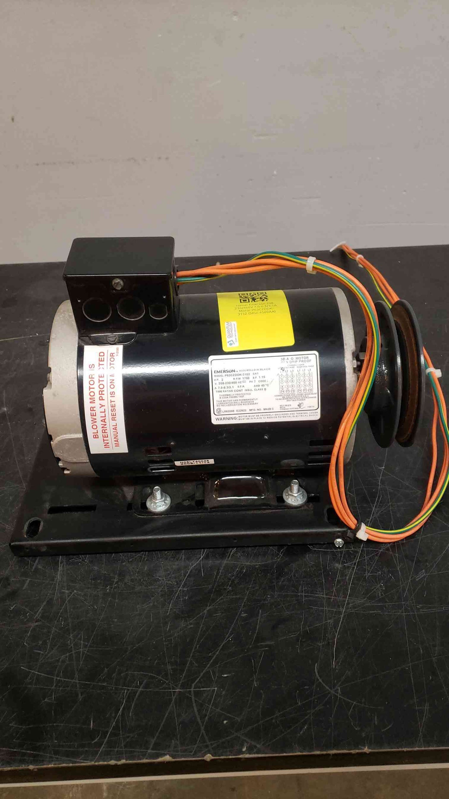 2HP Emerson 208230/460V Open Drip Proof Motor P63CZDDK-3152 (SKU: 4560AA)