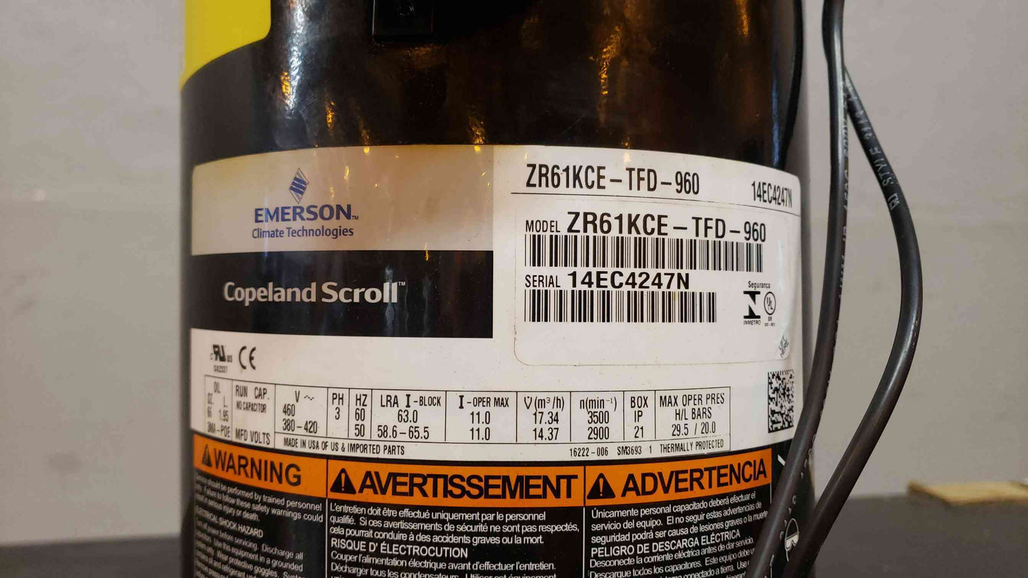 Copeland Scroll Compressor 460 380420 3PH ZR61KCETFD960 (SKU: 4565AA)(4565AA)