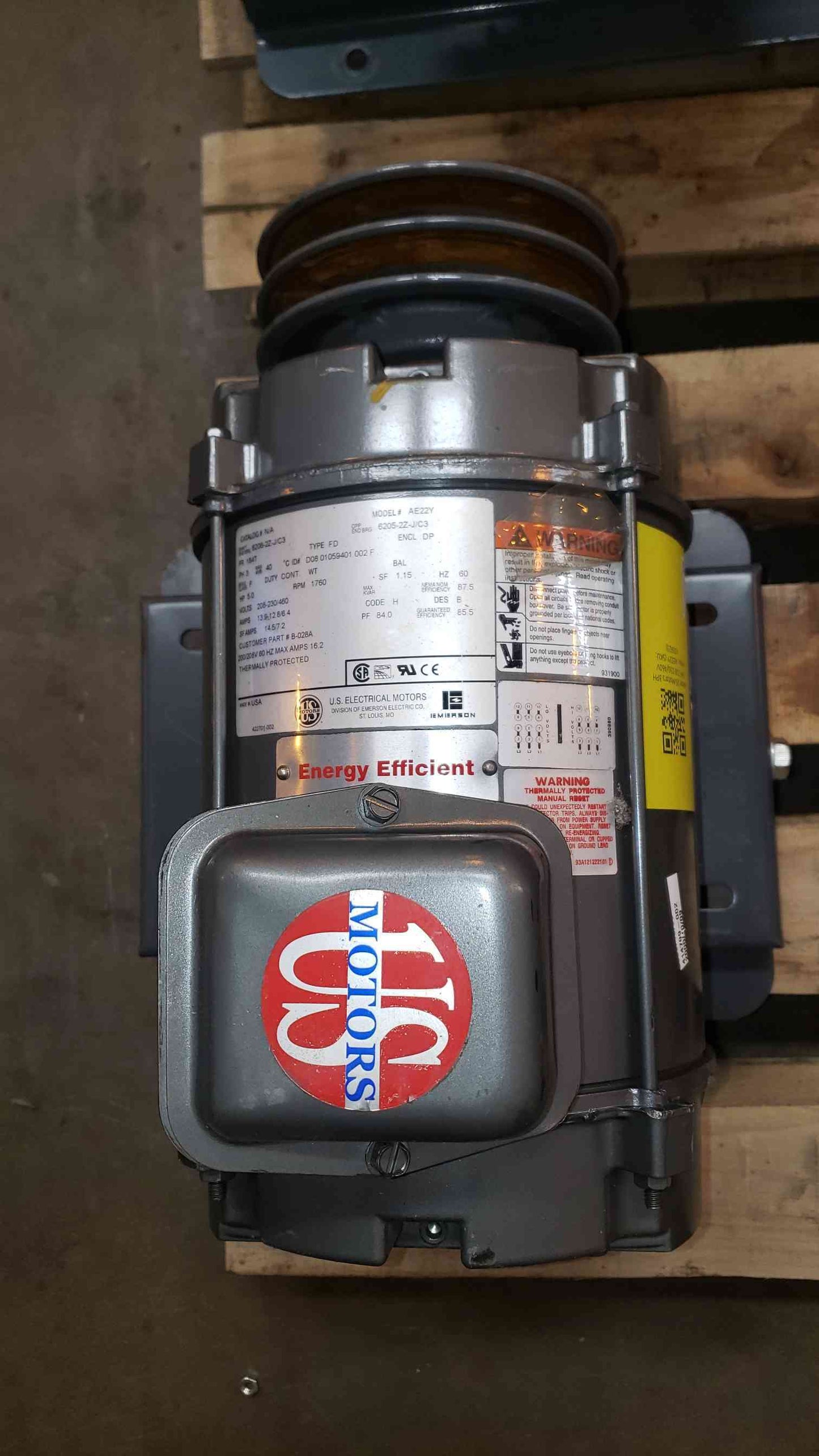 US Motors 3PH 5HP 208-230/460V Motor AE22Y(103923)