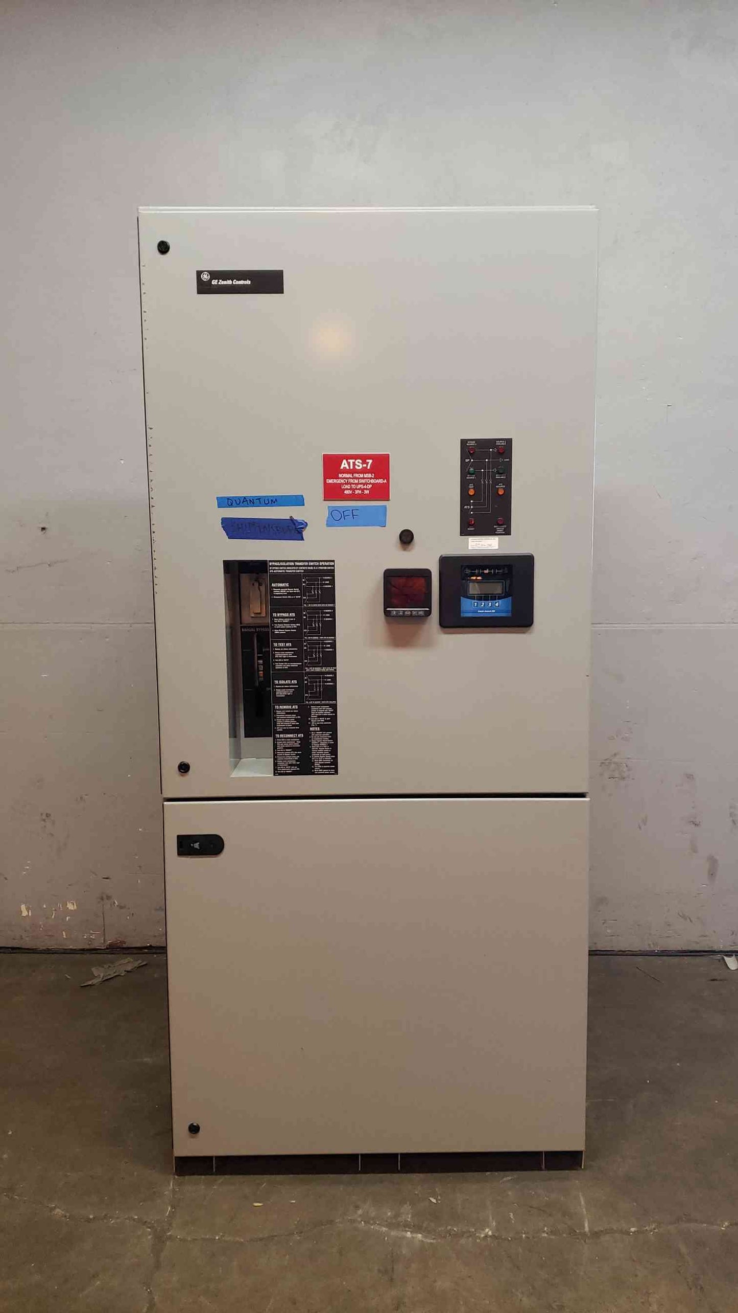 ATS GE Zenith Transfer Switch 480V 1000A 3PH ZB5CB10031-05G601N(104122)