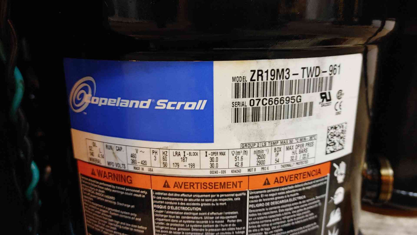Copeland Compliant Scroll Motor 460V 3PH ZR19M3-TWD0-961(104271)
