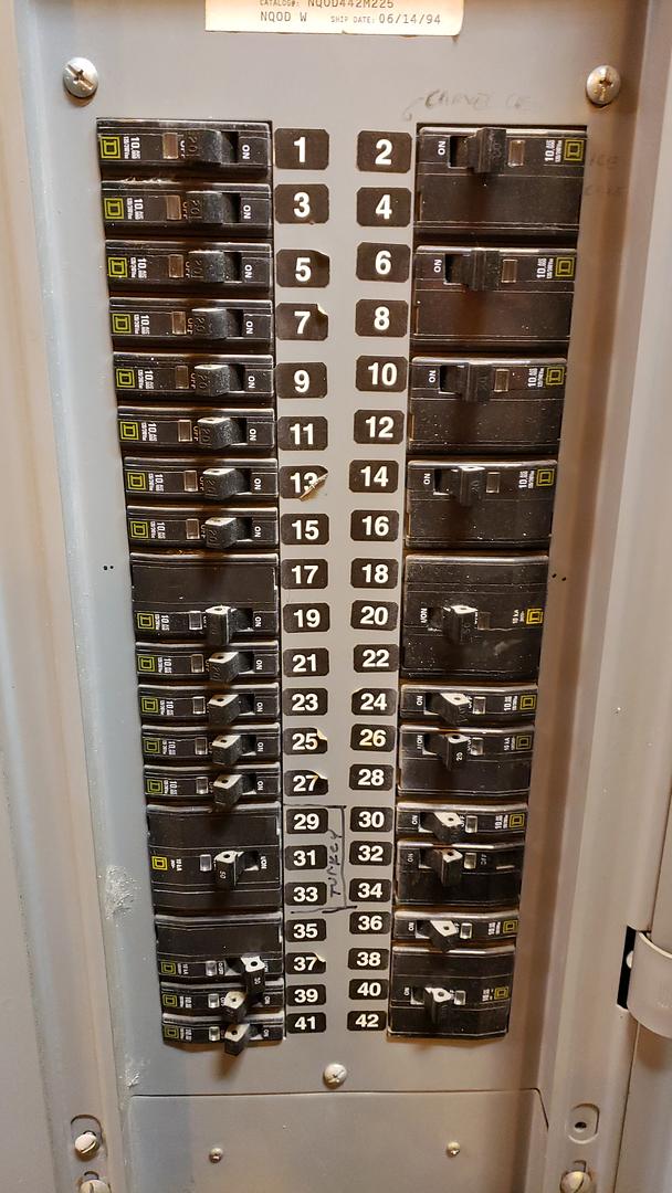 Square D NQOD 225A Complete Panelboard 240V 3PH 42-Cir LOADED Box & Trim (S6LLST11870)