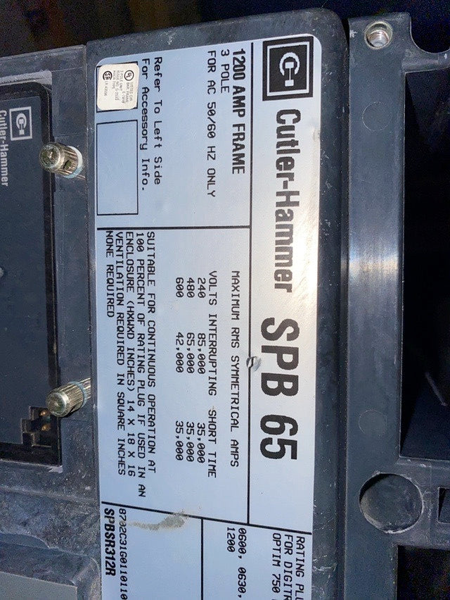 CUTLER HAMMER SPB 65 1200A Circuit Breaker (S6LLST1571)