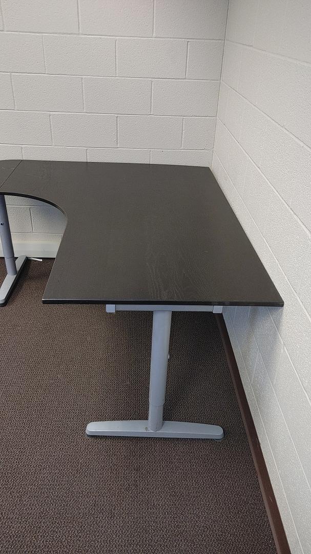 Black Wooden L Table w/ Metal Frame 63x59x28"(S6LLST11691)